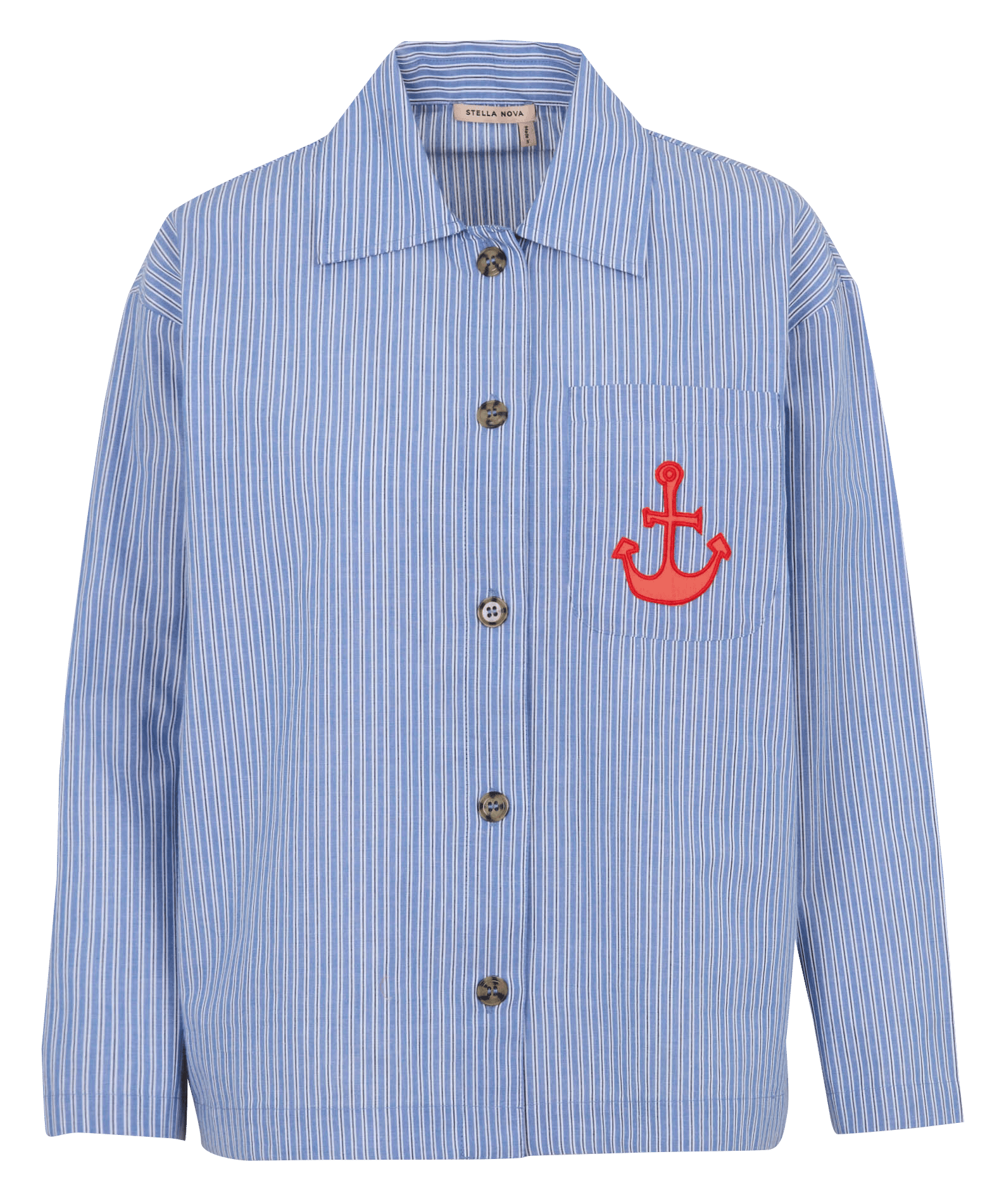 Straight shirt with classic collar in striped organic cotton STELLA NOVA Blue
