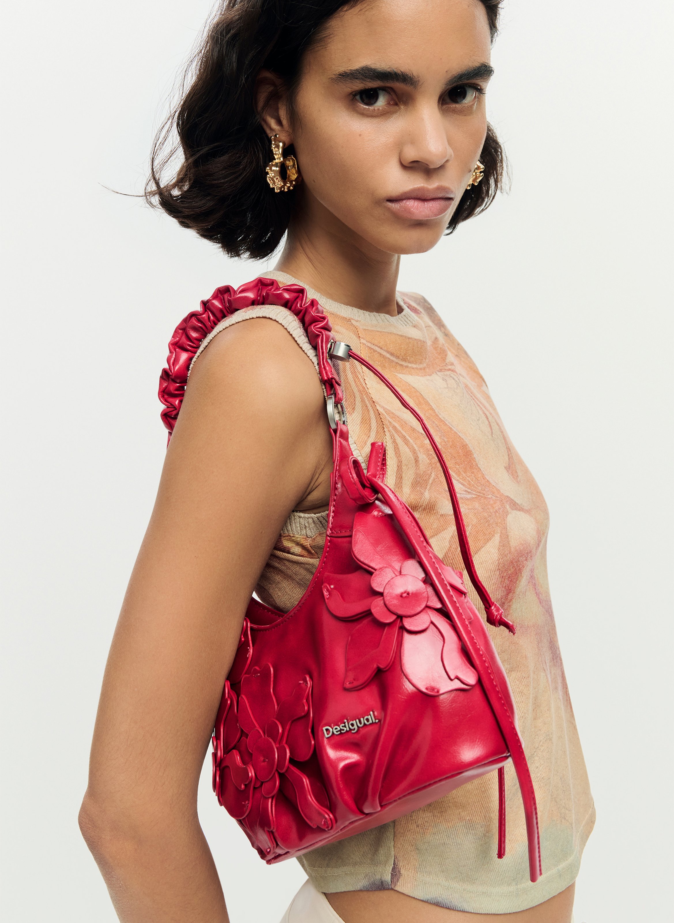 Sac à appliques florales DESIGUAL Rouge