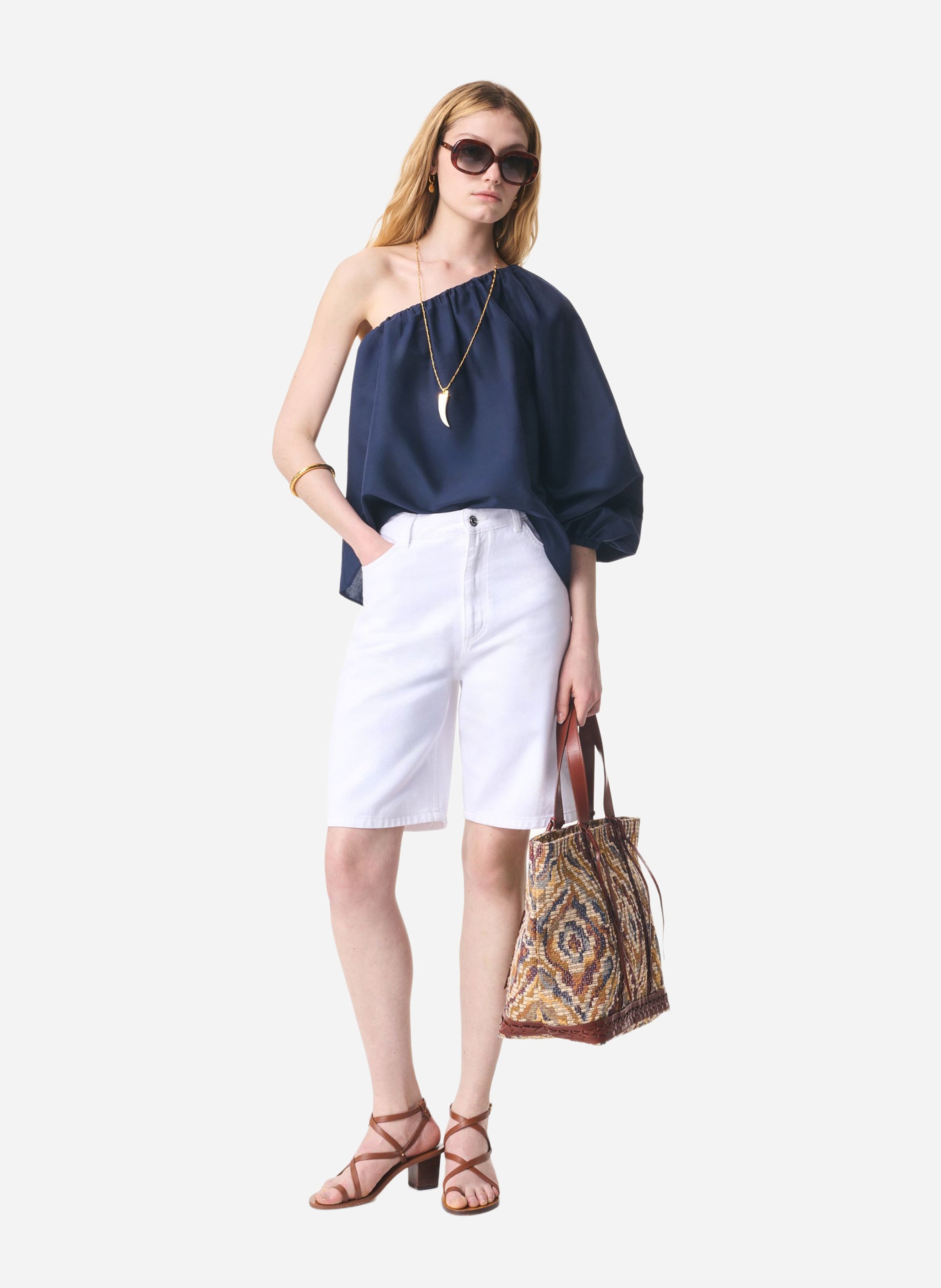 Blouse asymétrique ample unie VANESSA BRUNO Blue