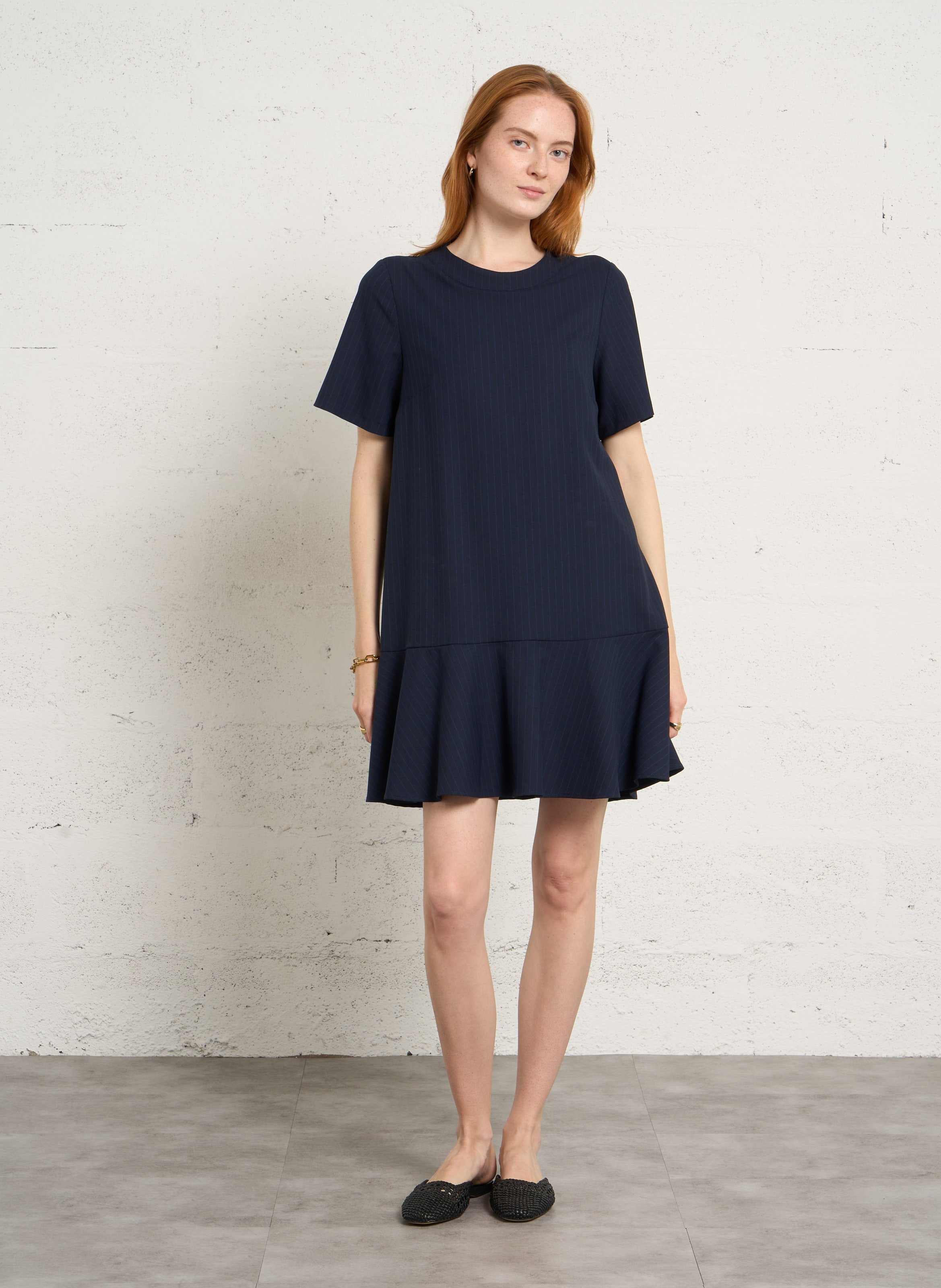 Robe courte col rond rayée SUD EXPRESS Bleu