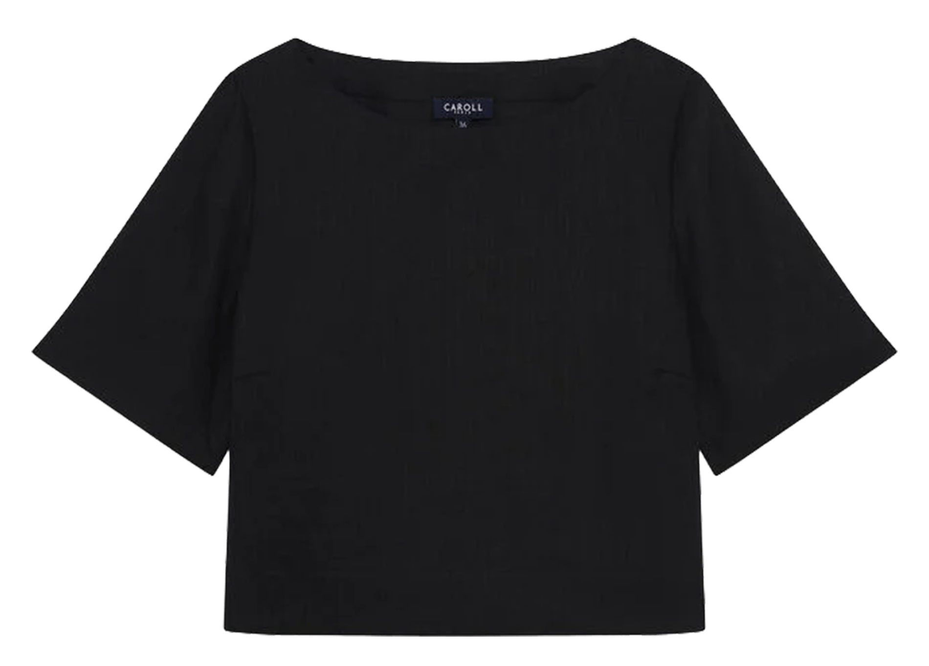 Blouse droite col bateau en lin CAROLL Noir