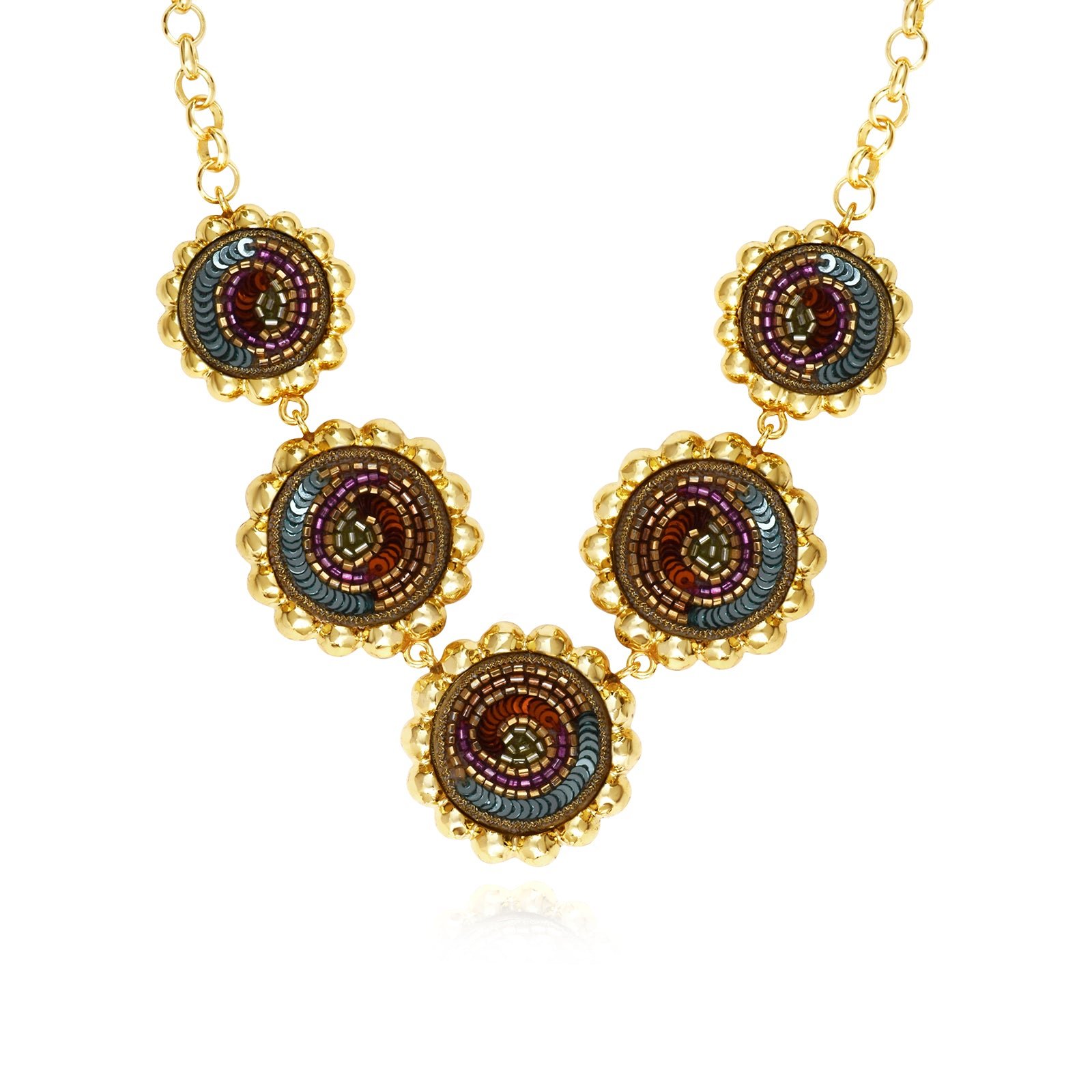 Collier chaîne angèle ronds brodés SATELLITE PARIS Multicolore