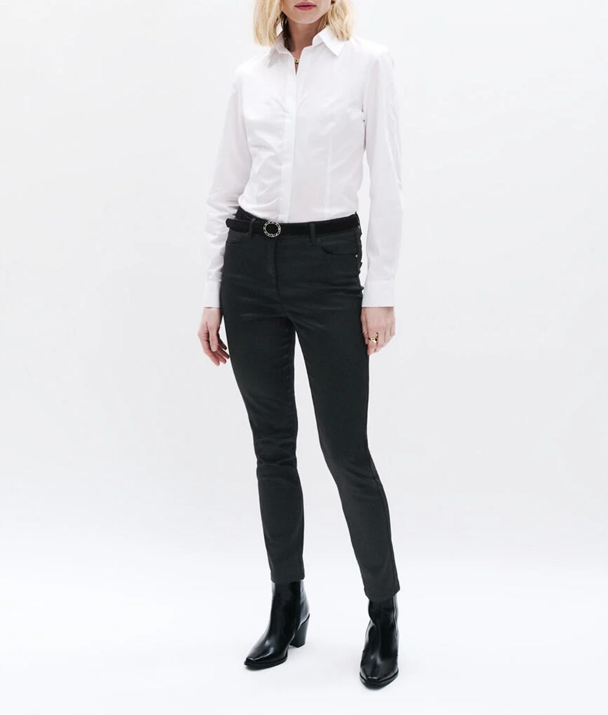 Slimfit-Hose aus Baumwoll-Mix in beschichteter Optik CAROLL Schwarz