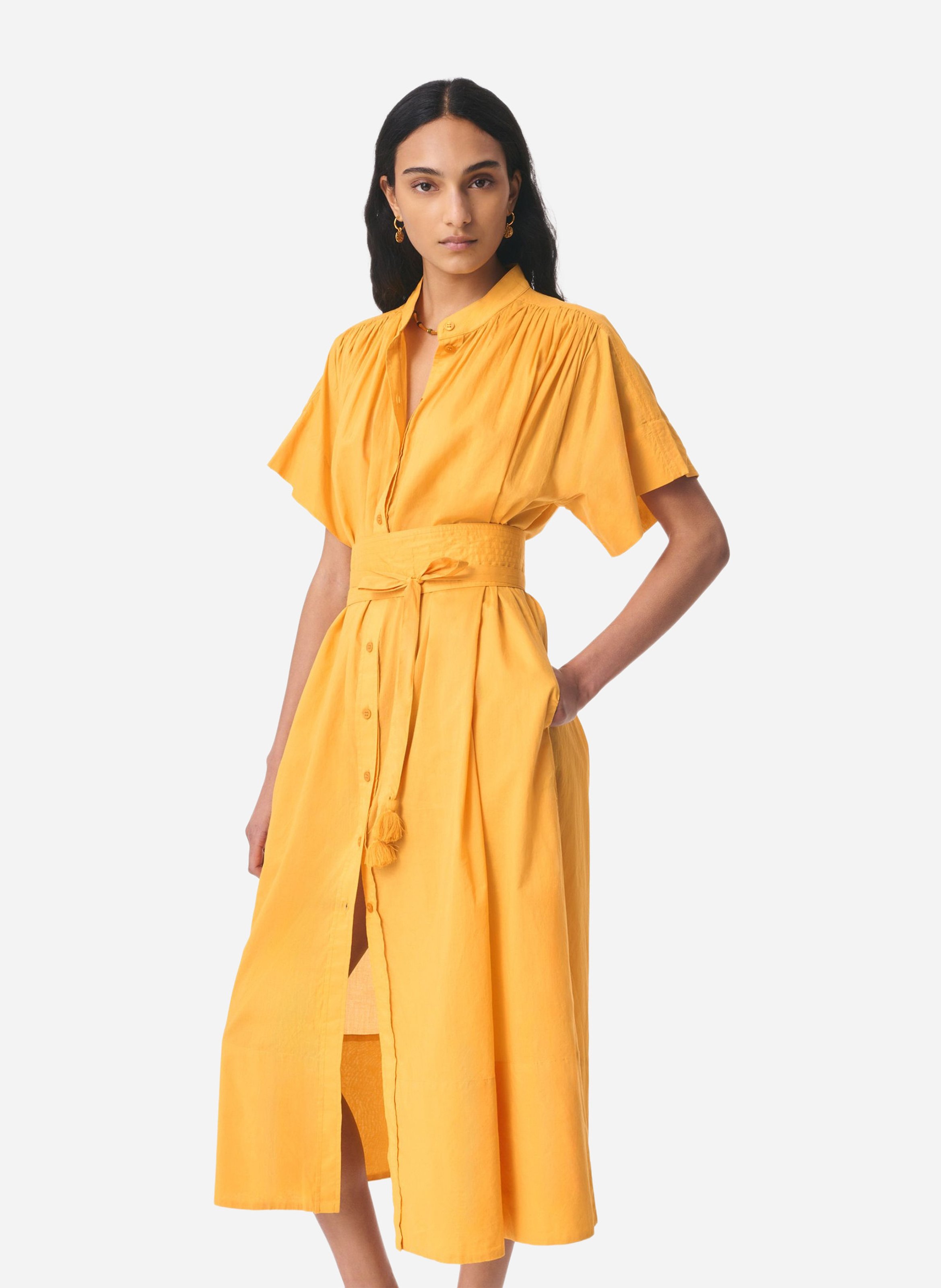 Round-neck cotton midi dress VANESSA BRUNO Yellow