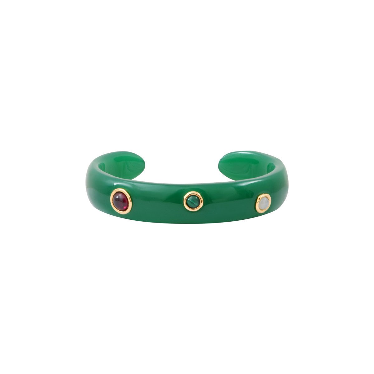 Gold-plated bangle bracelet SATELLITE PARIS Green