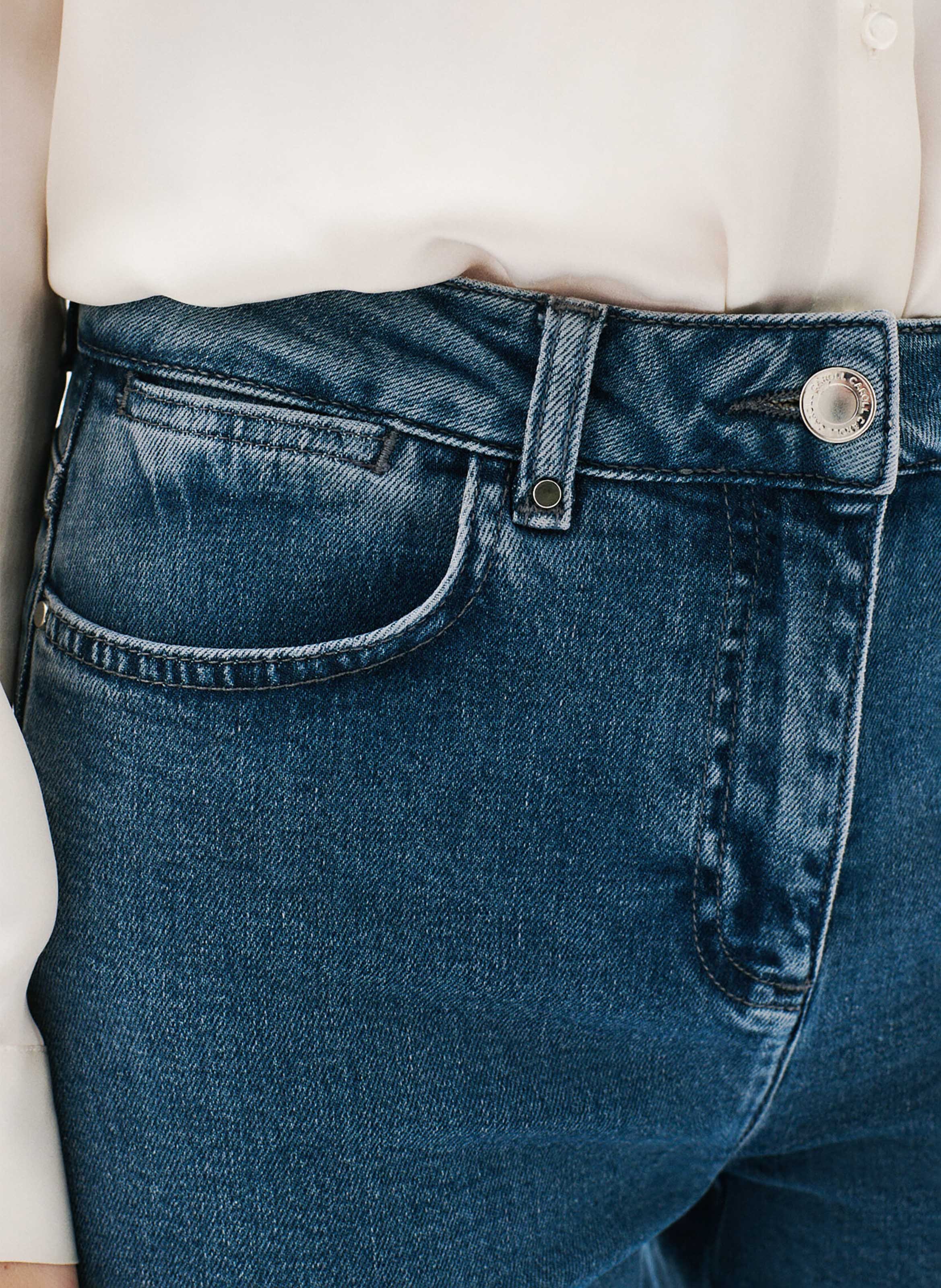High Waist Straight Cut Jeans aus Baumwoll-Mix CAROLL Blau