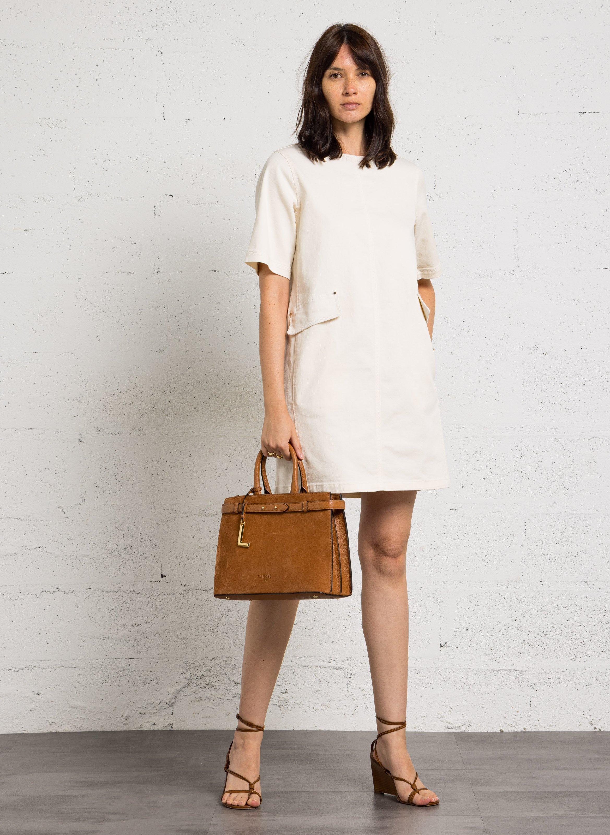 Cabas en cuir LANCEL Beige