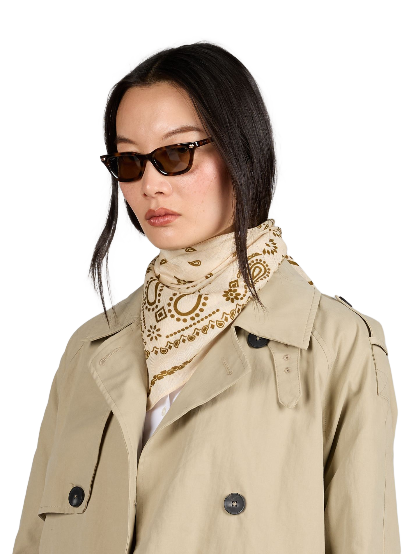 Carré imprimé bandana en coton mélangé SAISON 1865 Beige