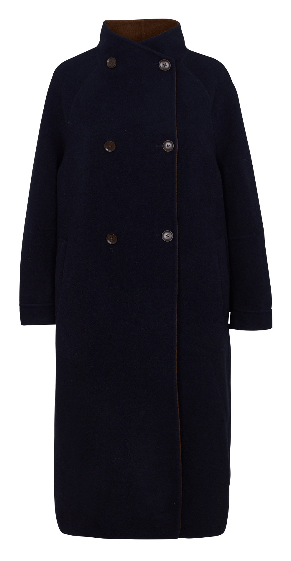Manteau ample col montant en laine mélangée MKT Bleu