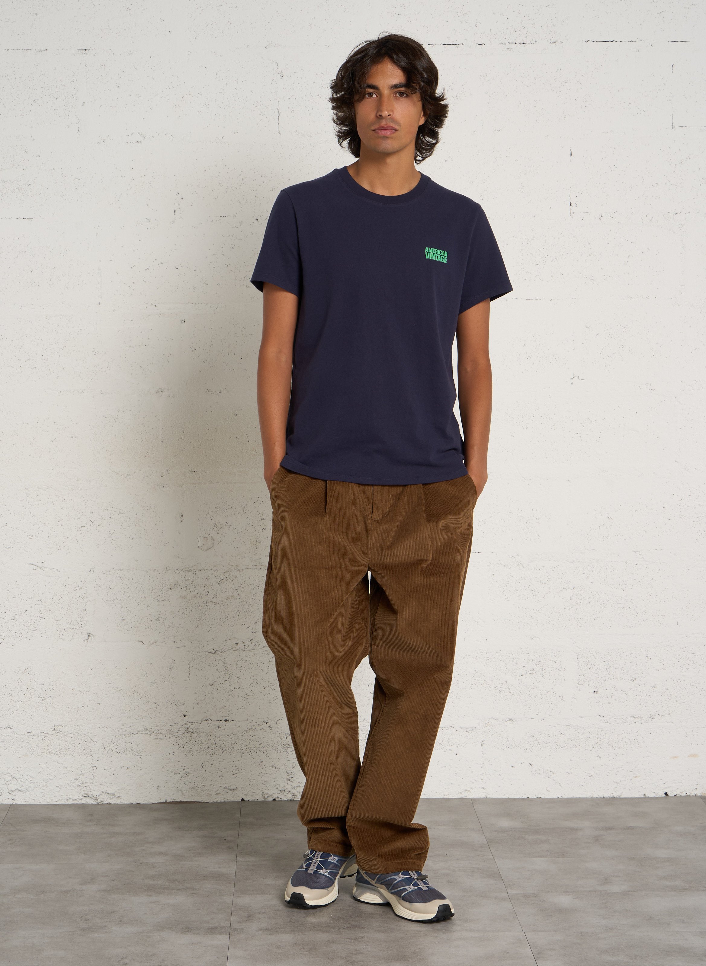 Straight cotton round-neck T-shirt AMERICAN VINTAGE Blue