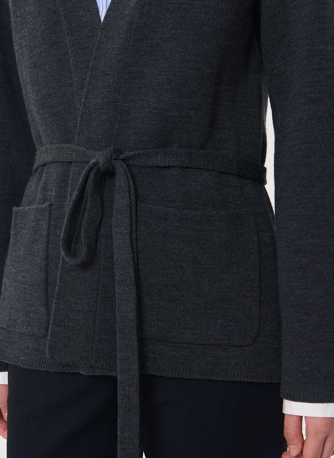 Lange Wickelstrickjacke aus Wollmischung TARA JARMON Grau
