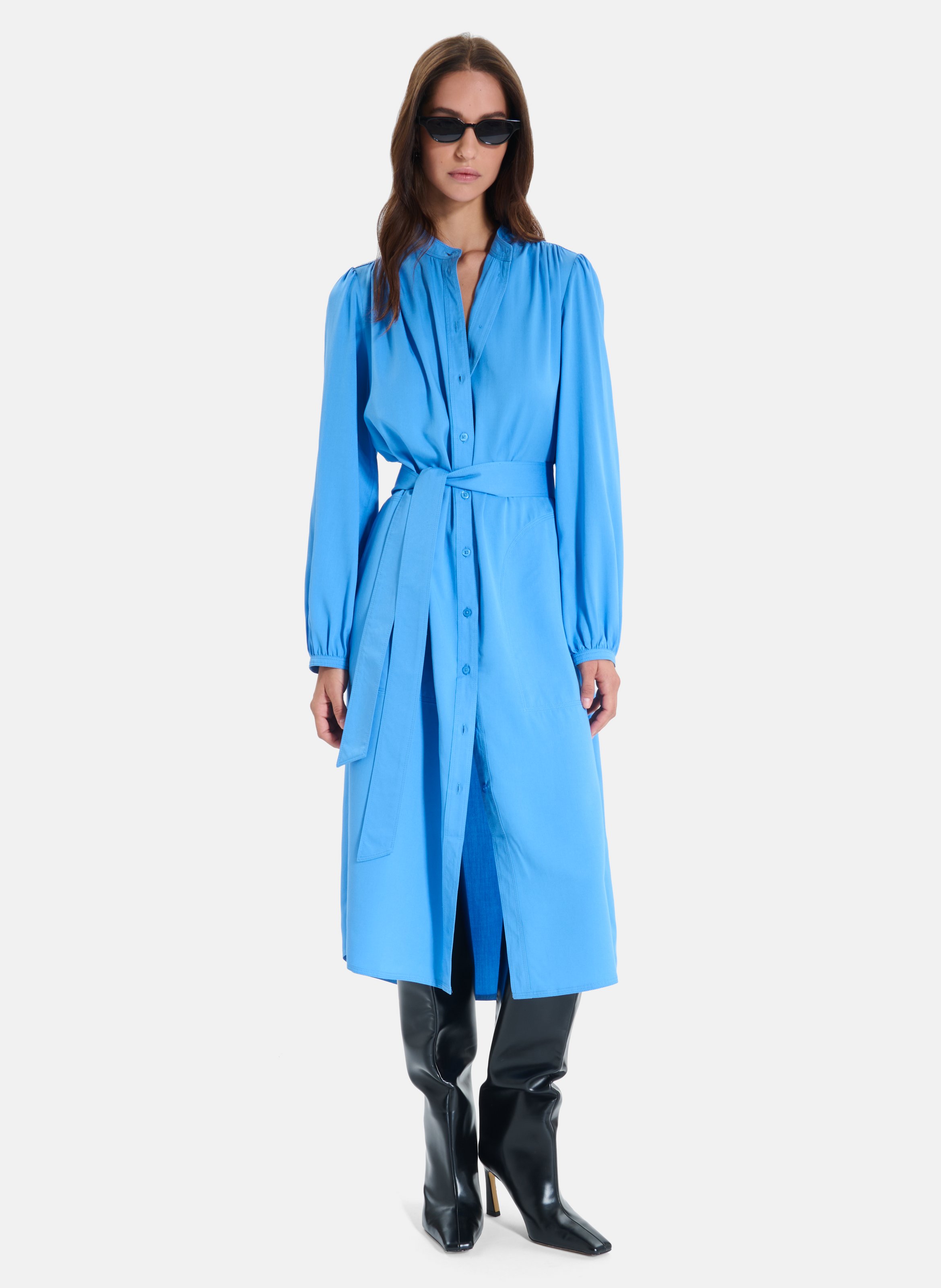 Robe midi col rond ZAPA Bleu