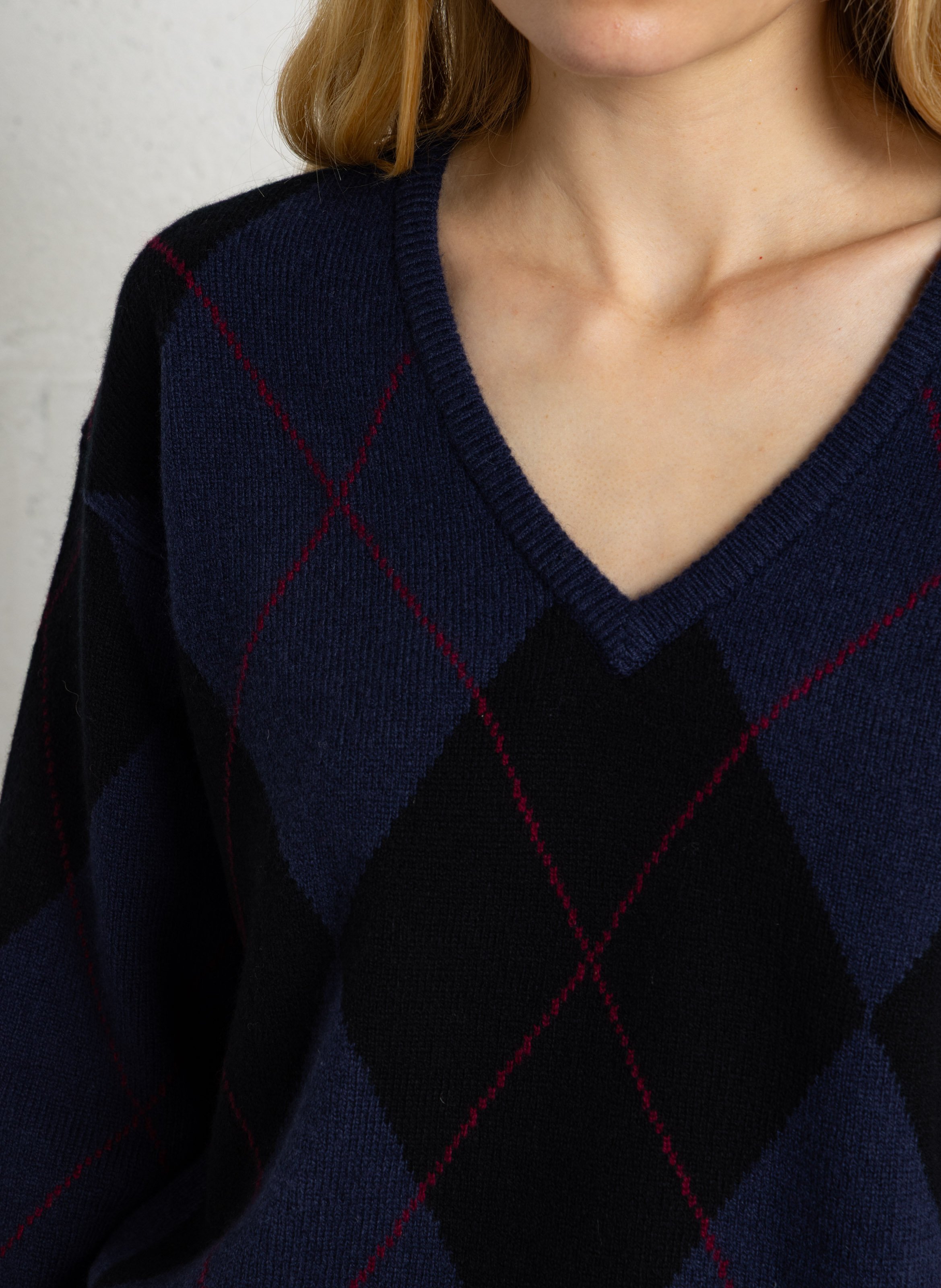 Straight-fit trousers in wool tartan check LAURENCE BRAS Blue