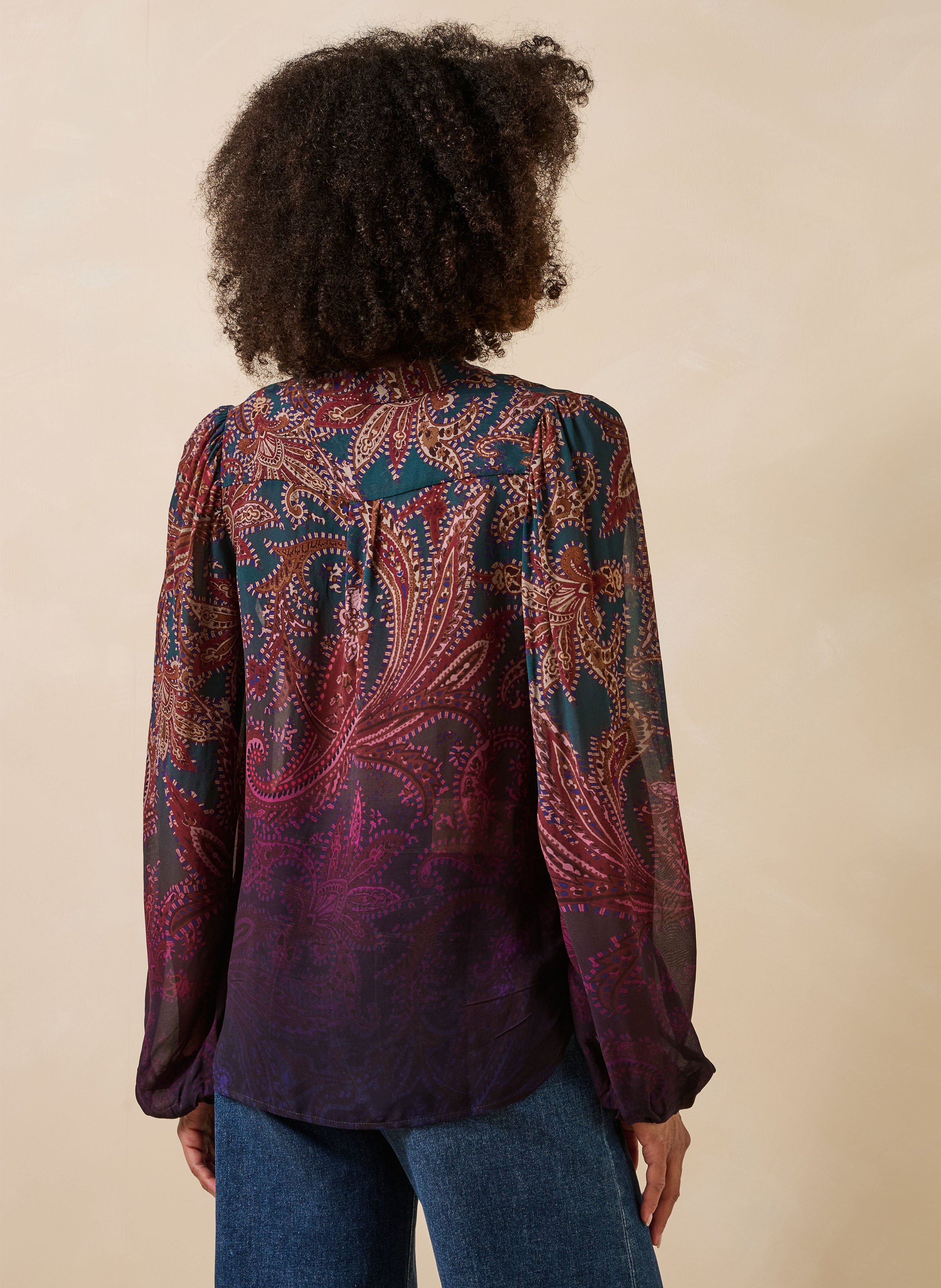 Printed V-neck blouse LA FEE MARABOUTEE Blue