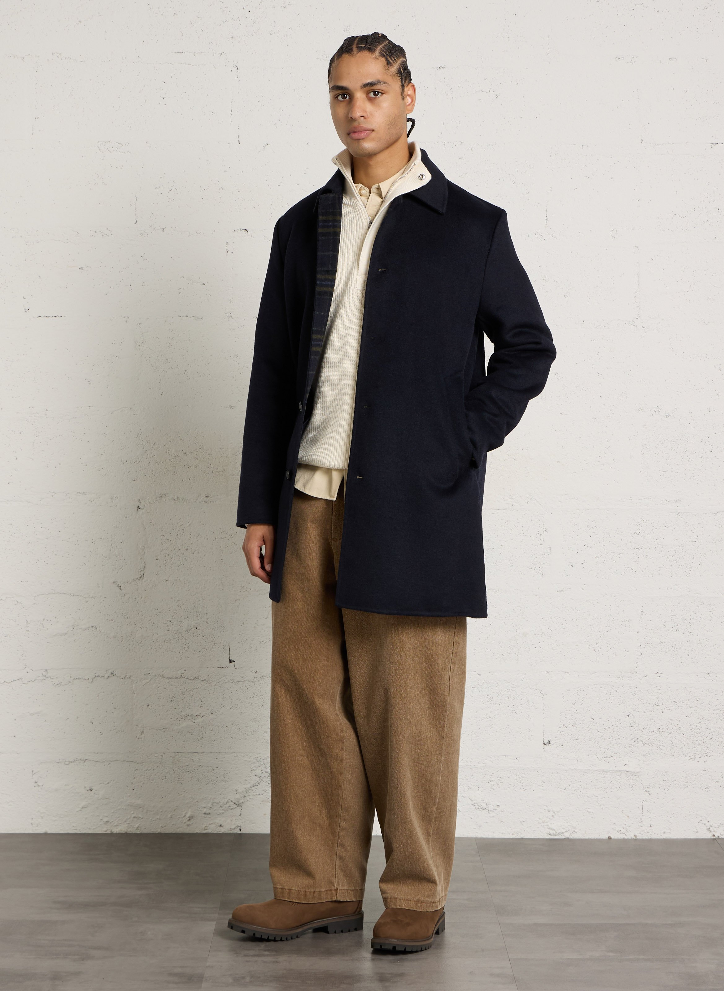 Chemise droite en coton côtelé IKKS Beige
