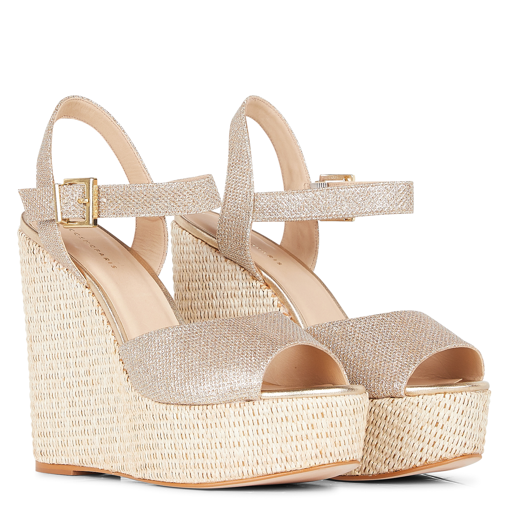 Espadrilles aus Stoff mit Keilabsatz COSMOPARIS Golden