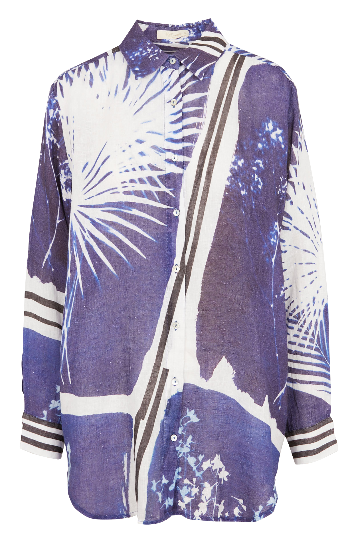 Chemise oversized en lin imprimé MES DEMOISELLES Bleu