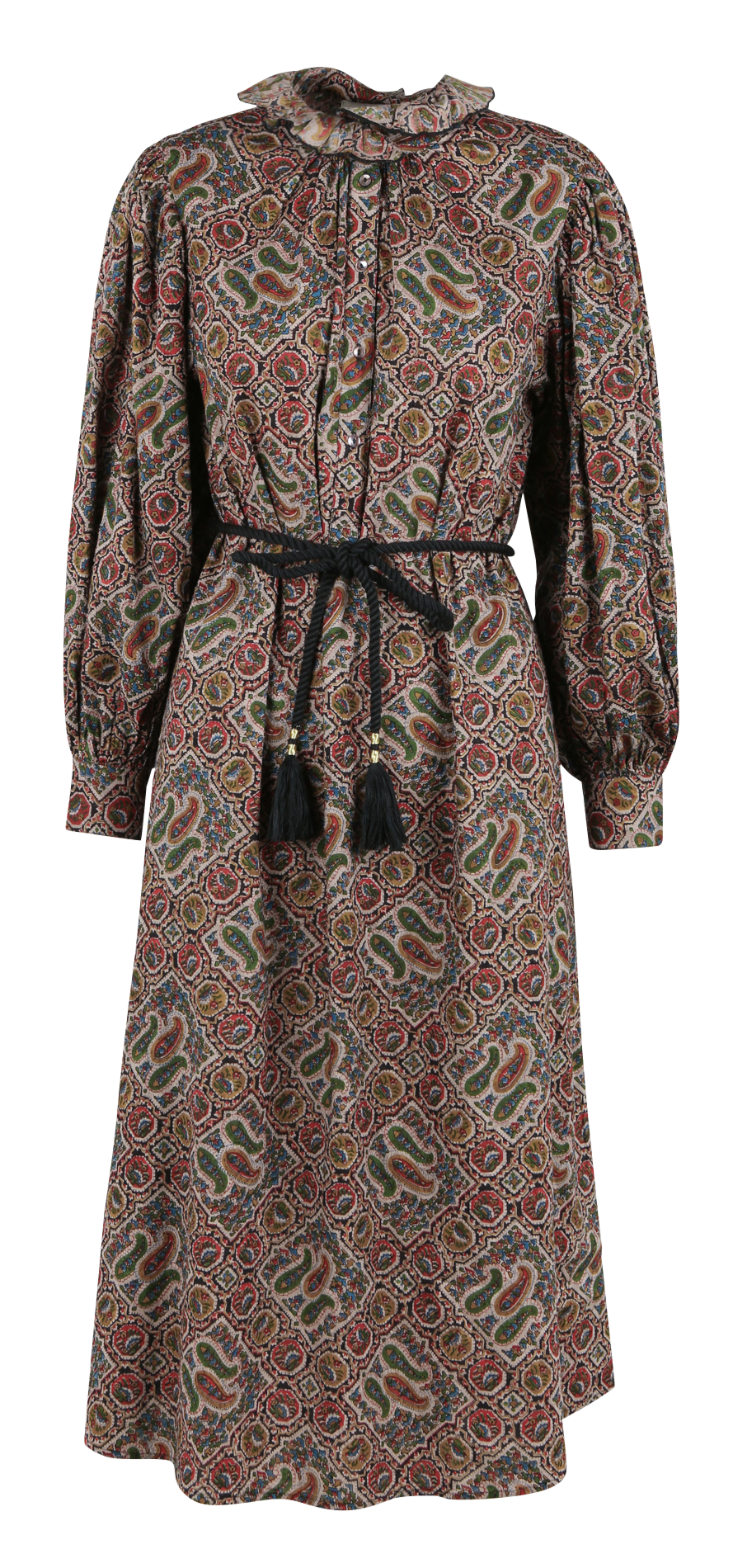 Robe longue droite col victorien en coton ANTIK BATIK Multicolore