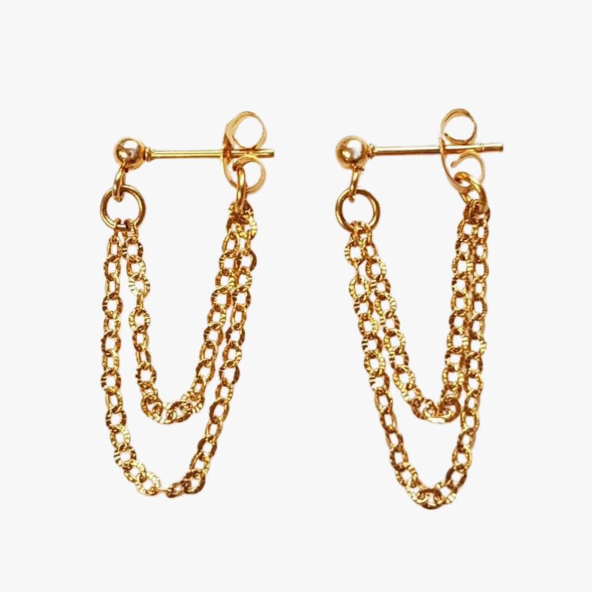 Double chain earrings GINANDGER Golden