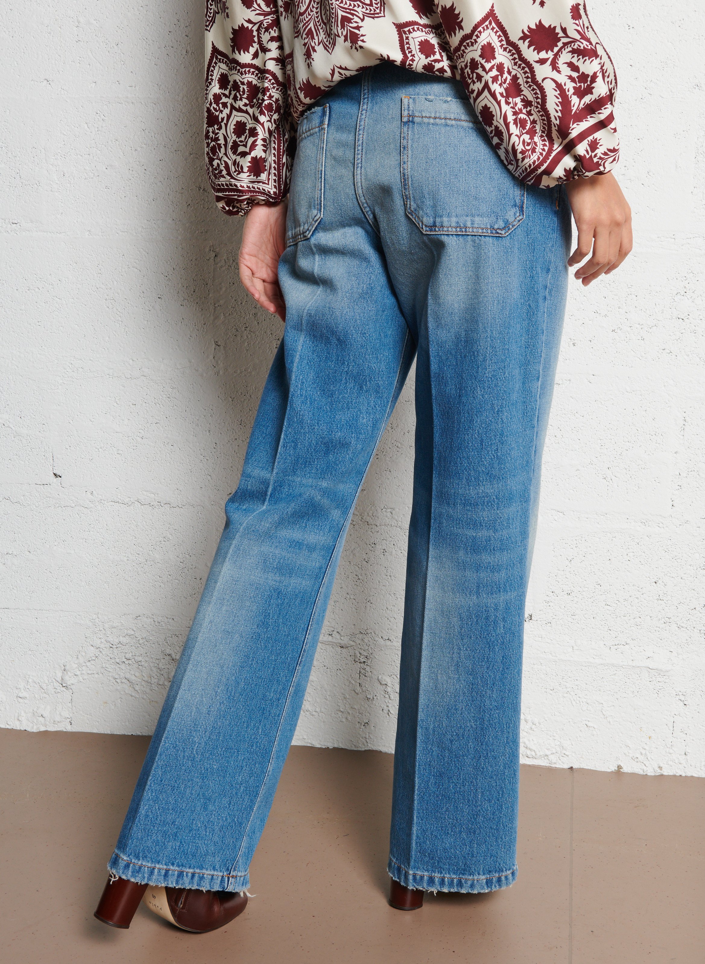 Jean large délavé en coton BA&SH Bleu