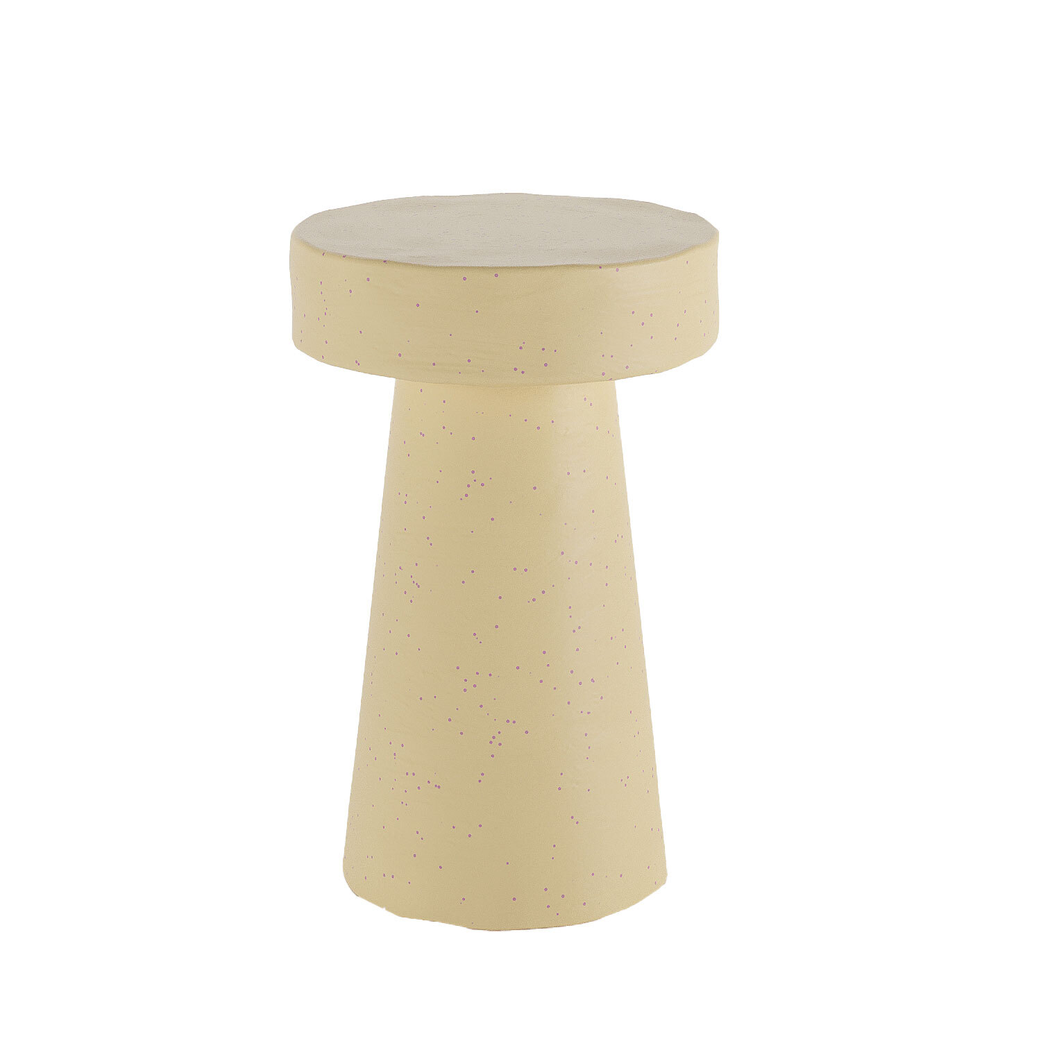 Small round designer side table in speckled magnesia POTIRON PARIS