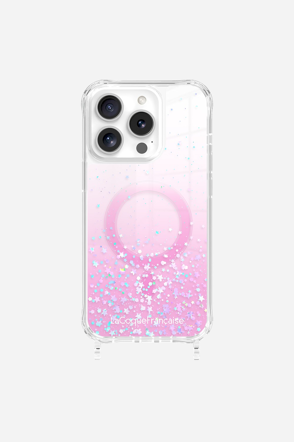 Magsafe glitter phone case with rings for iPhone 15 Pro LA COQUE FRANCAISE Pink