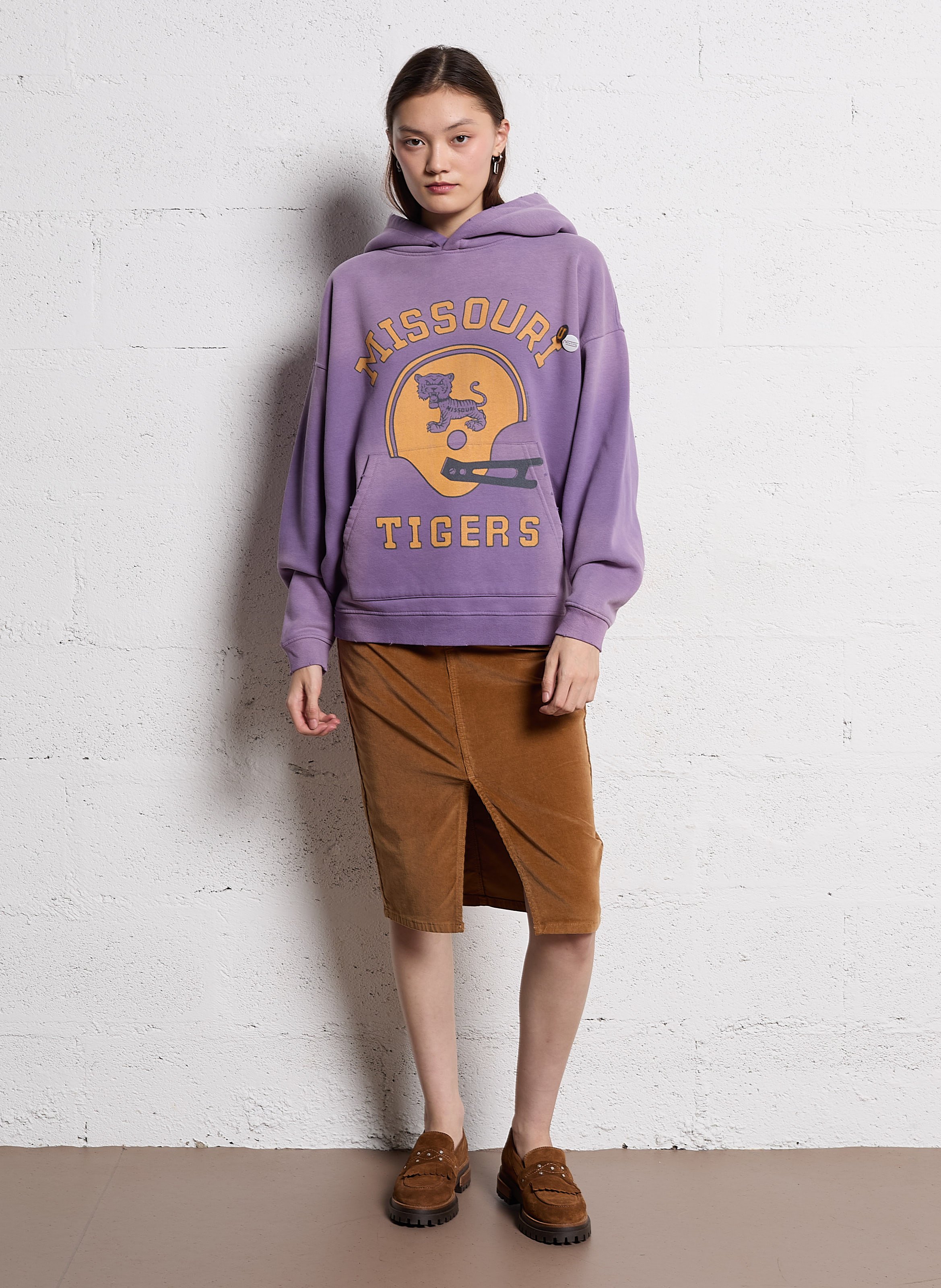 Cotton-blend hooded sweatshirt Purple
