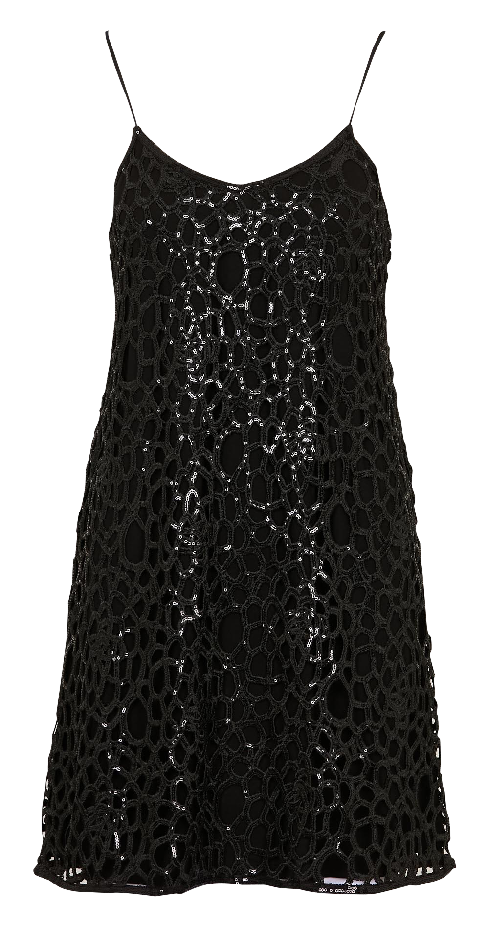 Short dress with V-neckline and sequins IKKS Black