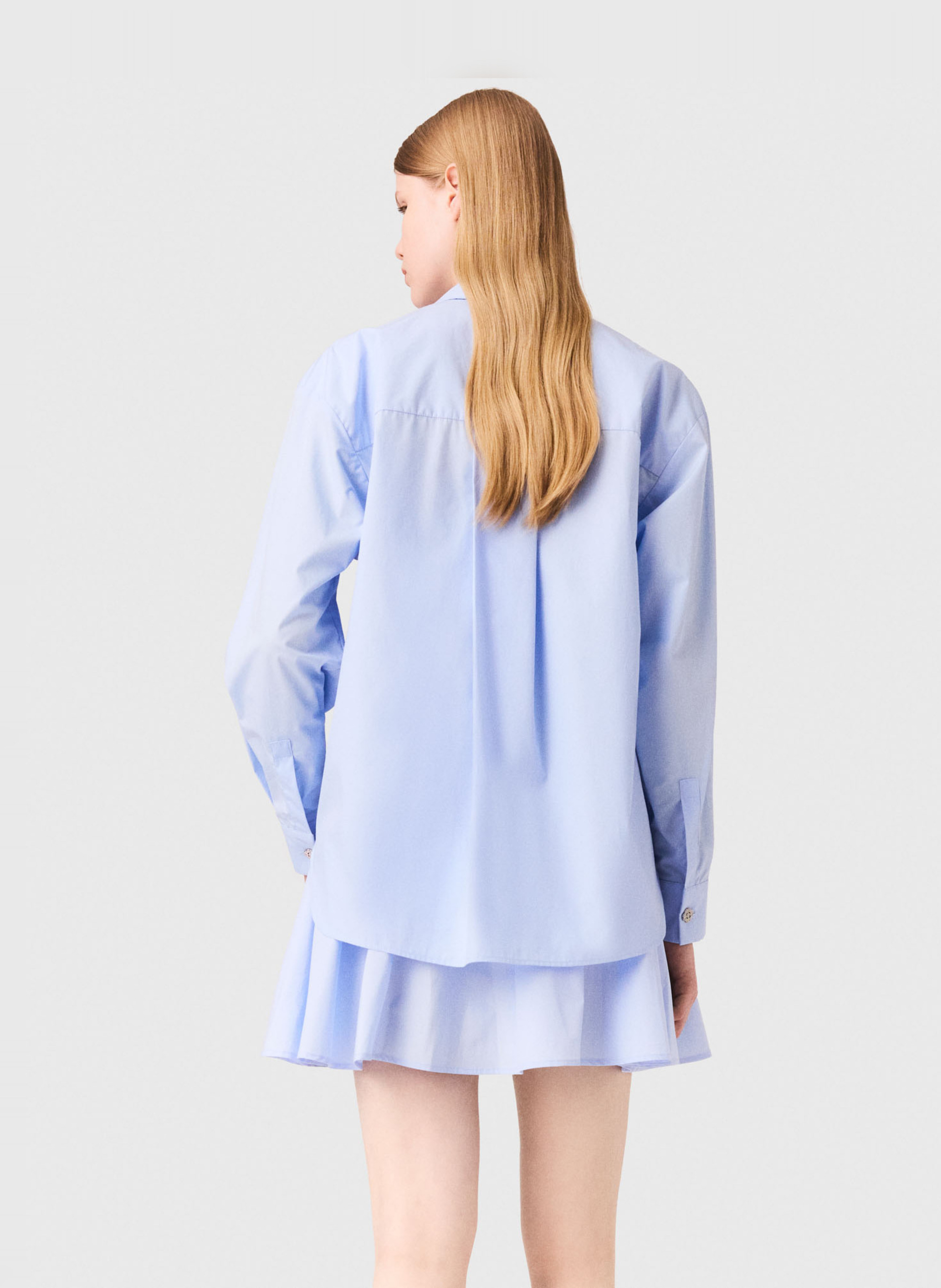Chemise droite unie en coton MAJE Bleu