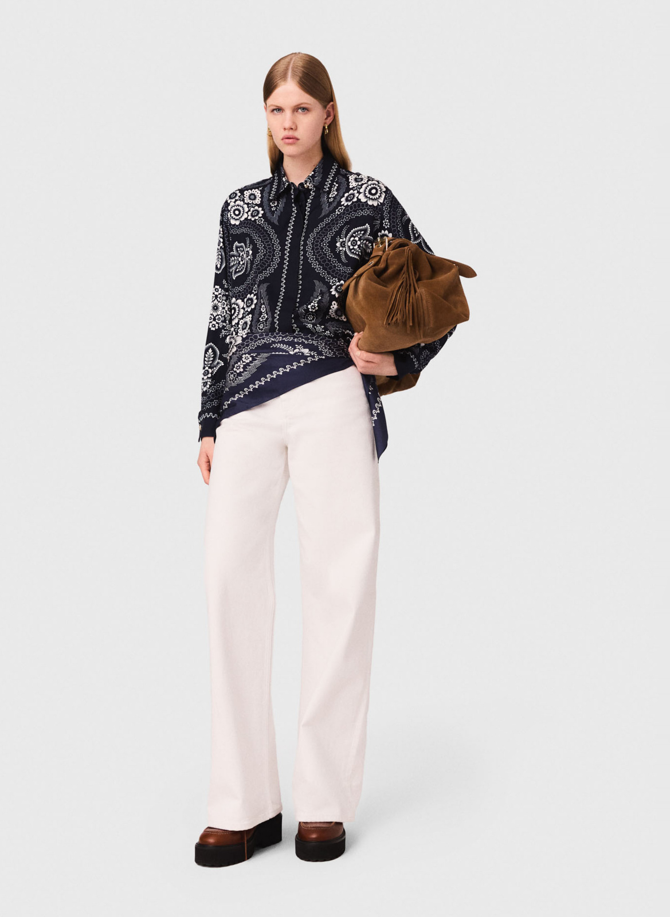 Oversized blouse met klassieke kraag MAJE Blauw