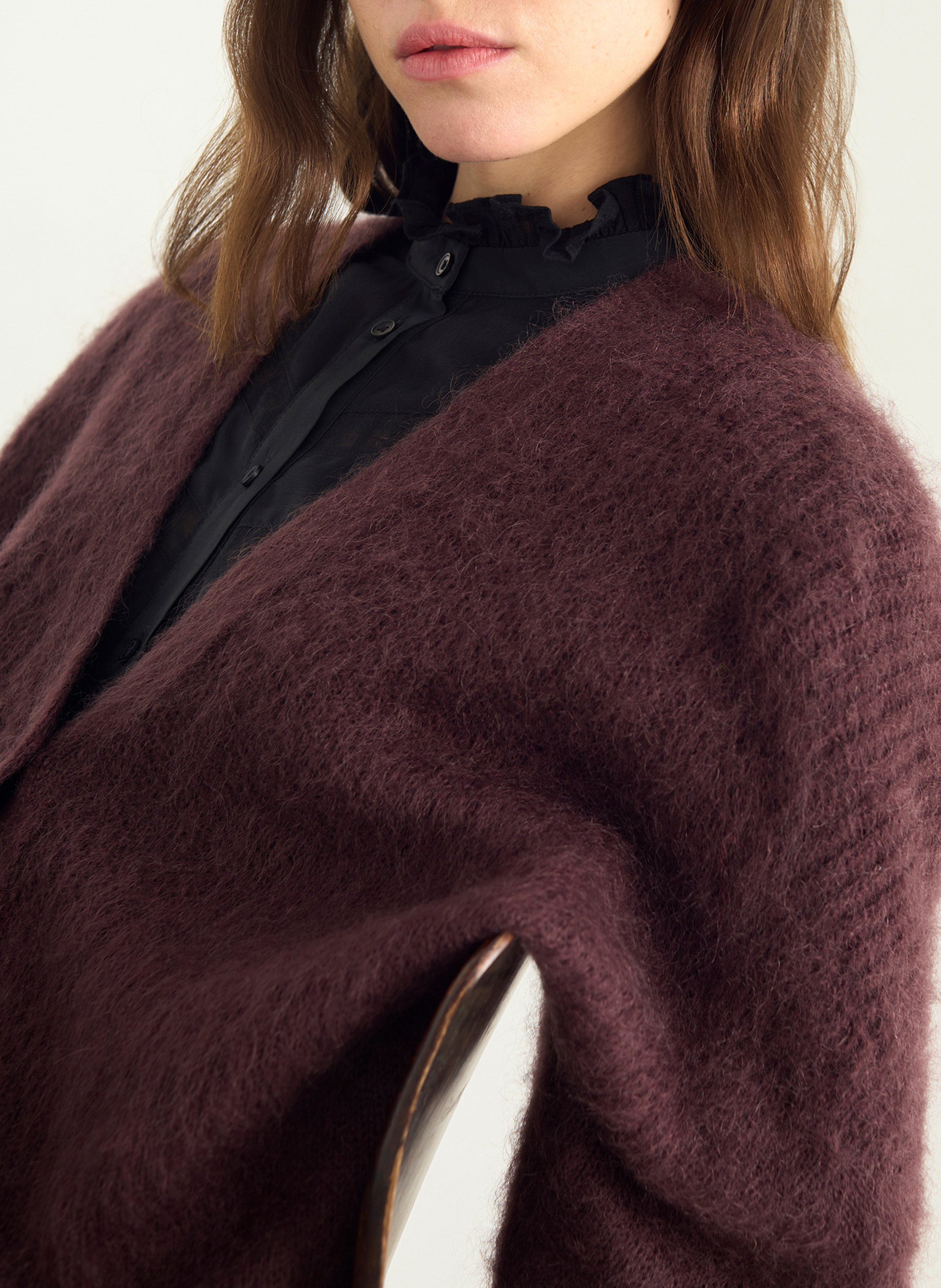 Oversized vest met V-hals in gemengde wol COTELAC Violet