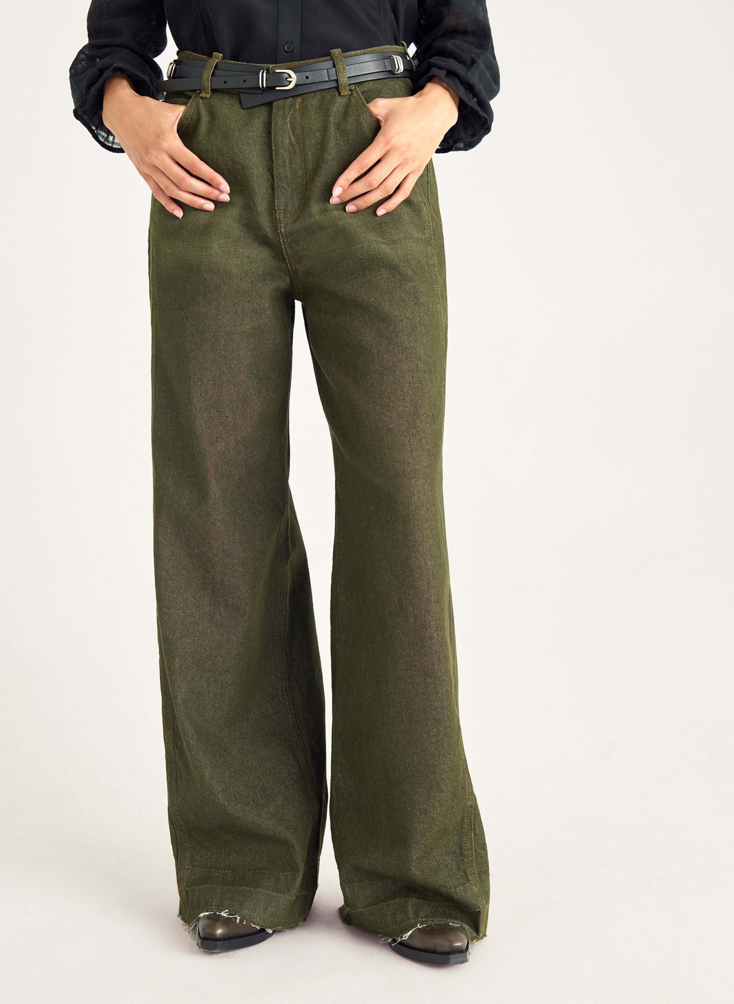 Jean large en coton ACOTE Marron