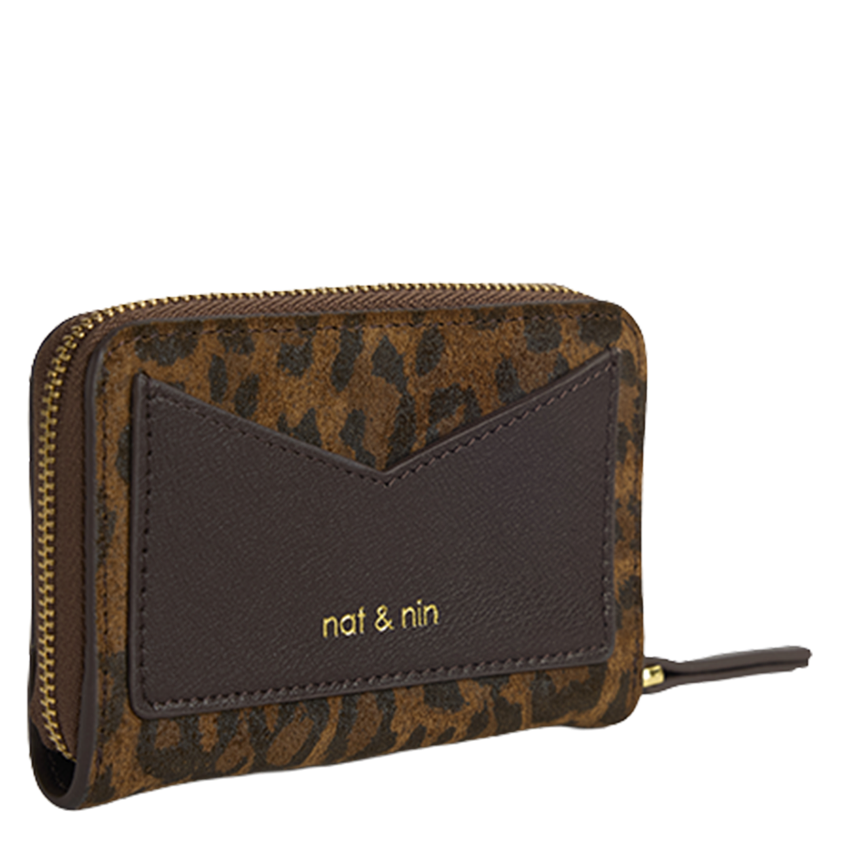 Porte monnaie en cuir NAT & NIN Marron