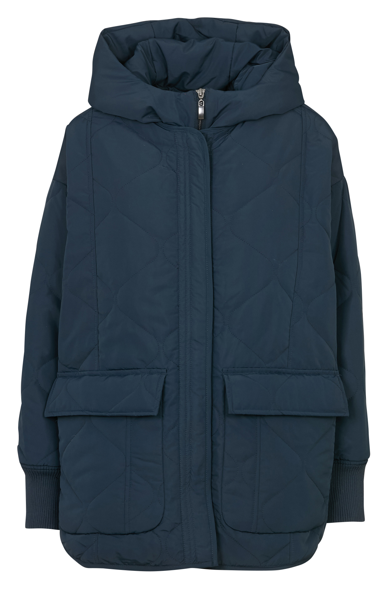 Quilted high-neck coat with hood LA FEE MARABOUTEE Blue