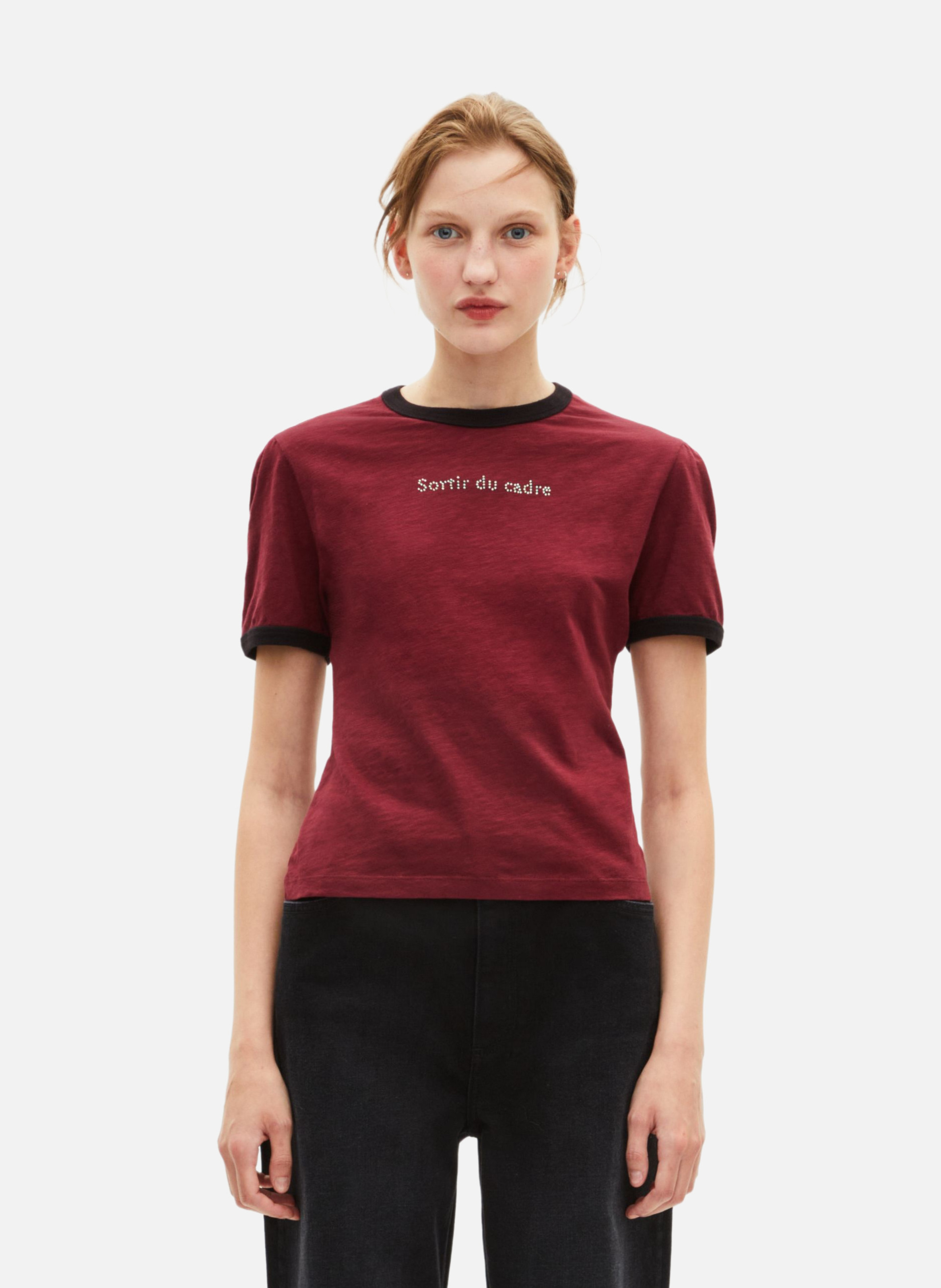 T-shirt with rhinestone screen print THE KOOPLES Red