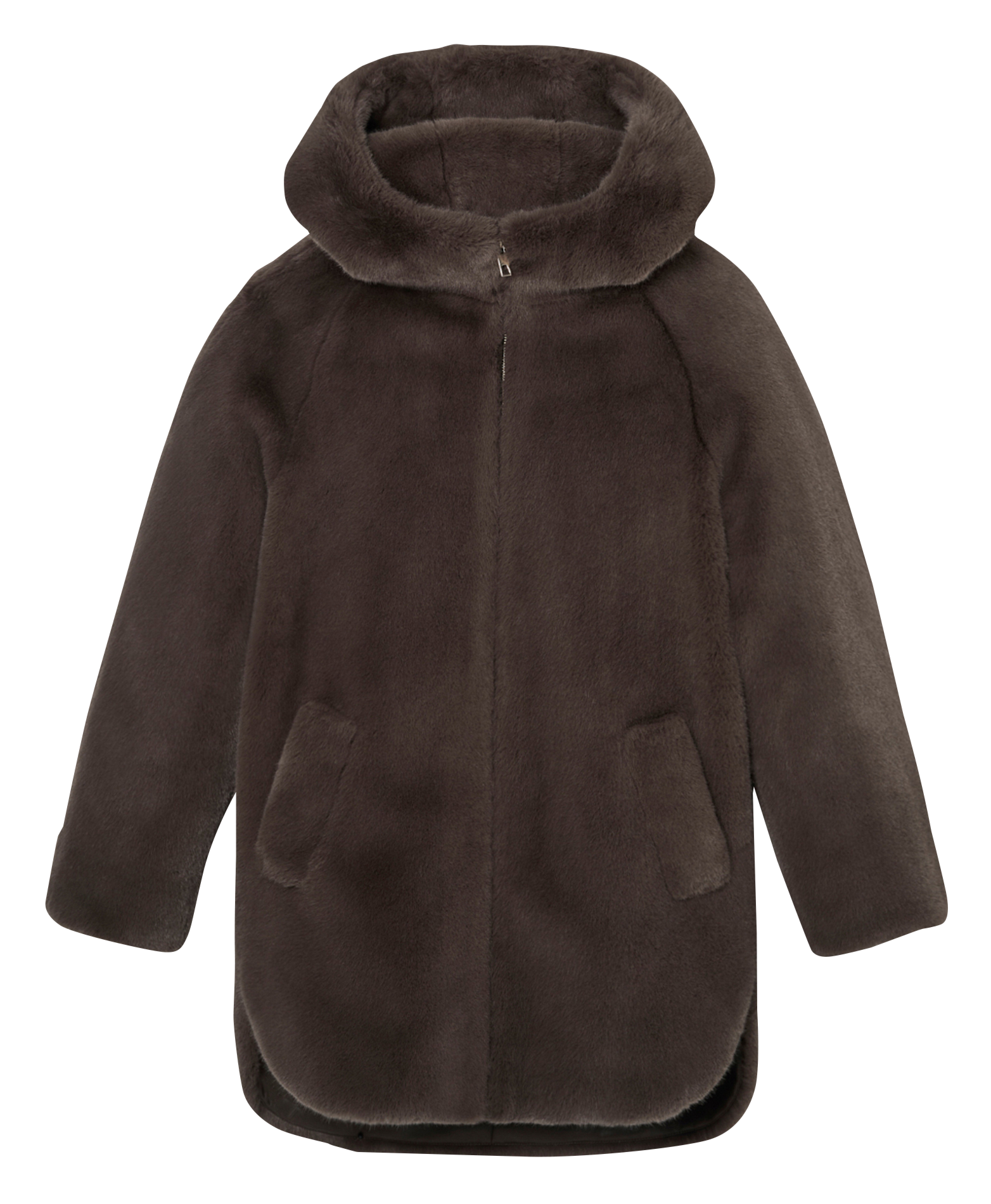 Round neck faux fur coat ZAPA Brown