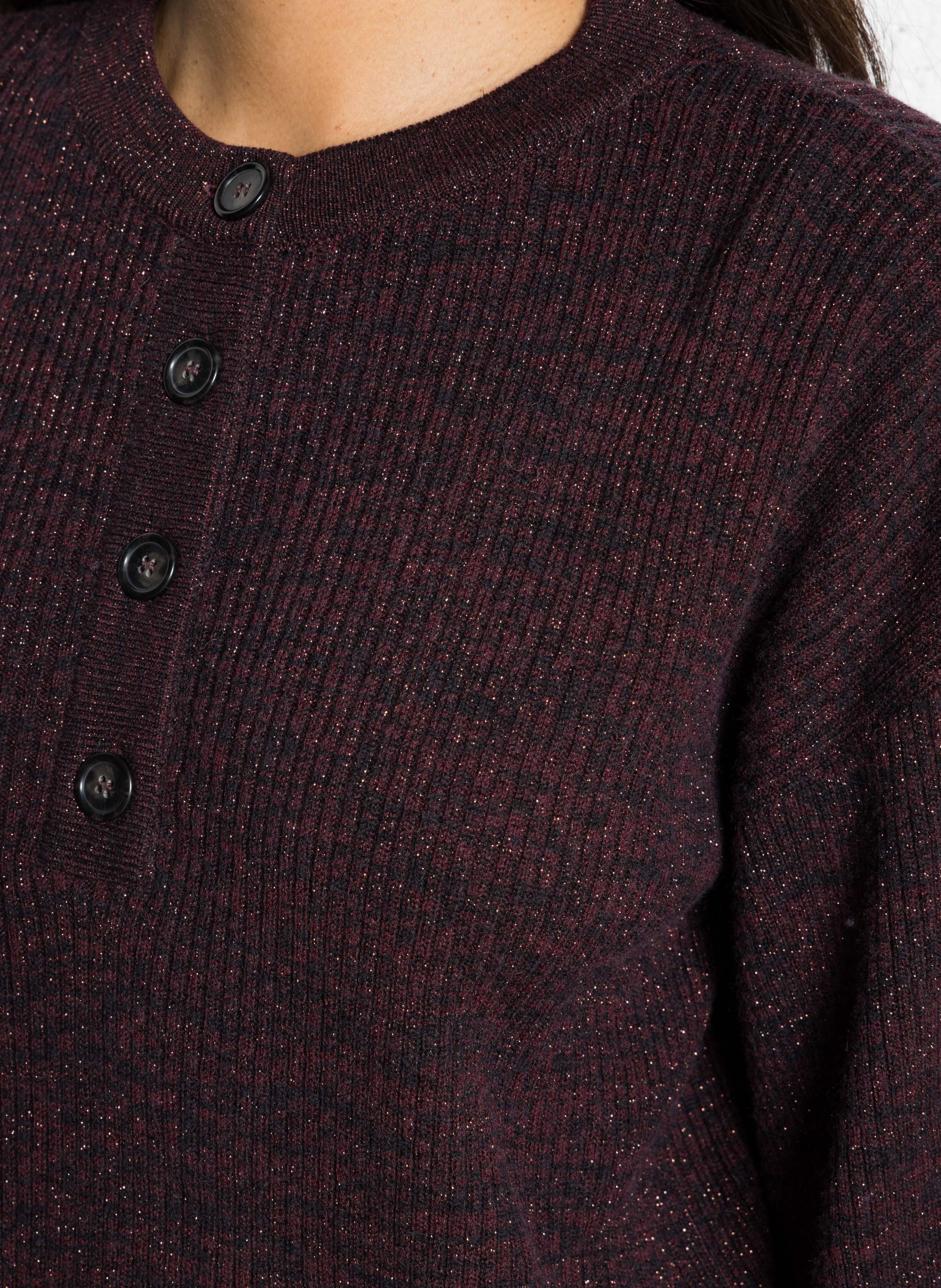 Pull droit pailleté en maille côtes DES PETITS HAUTS Bleu