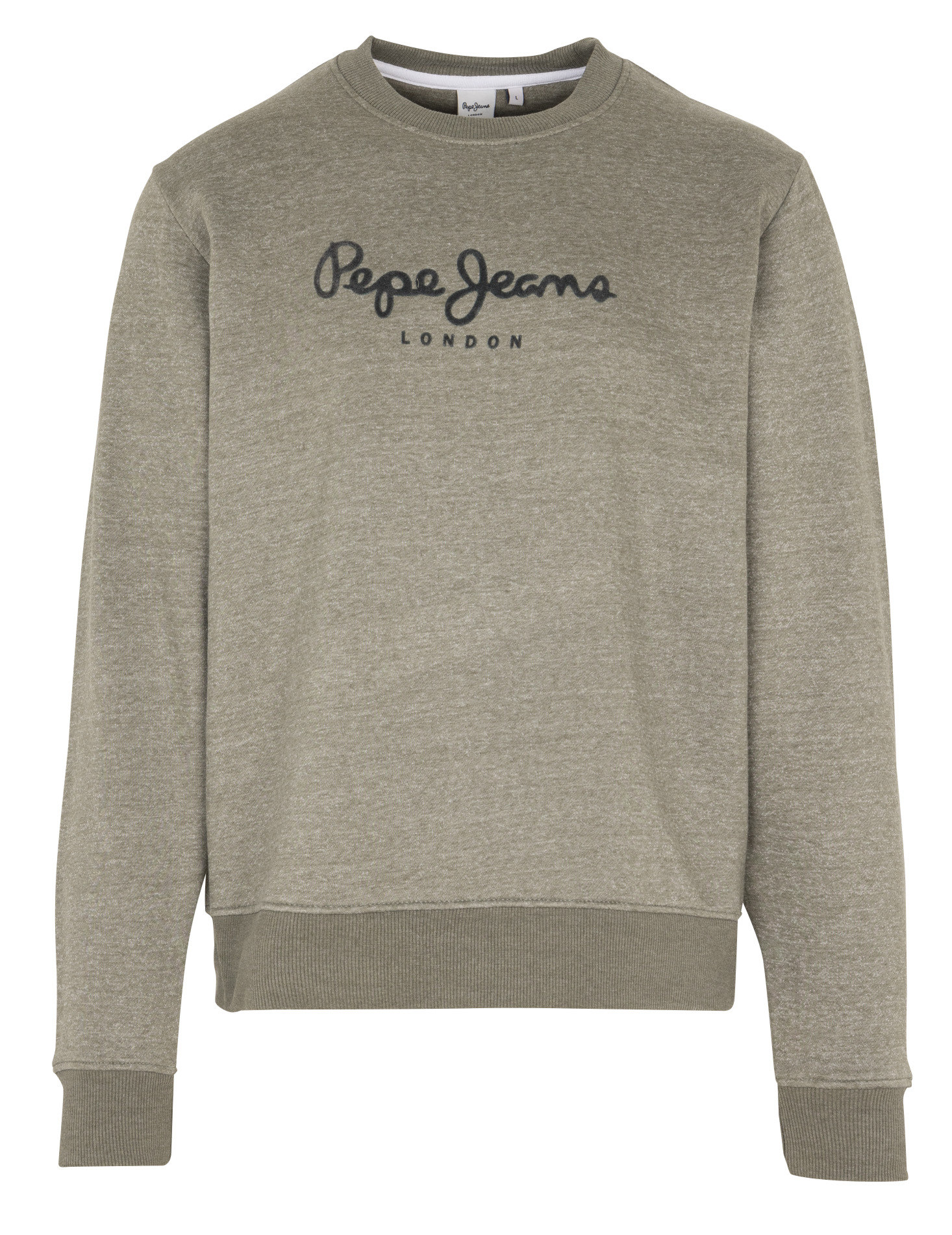 Straight round neck sweatshirt embroidered in mixed knit fabric PEPE JEANS Green