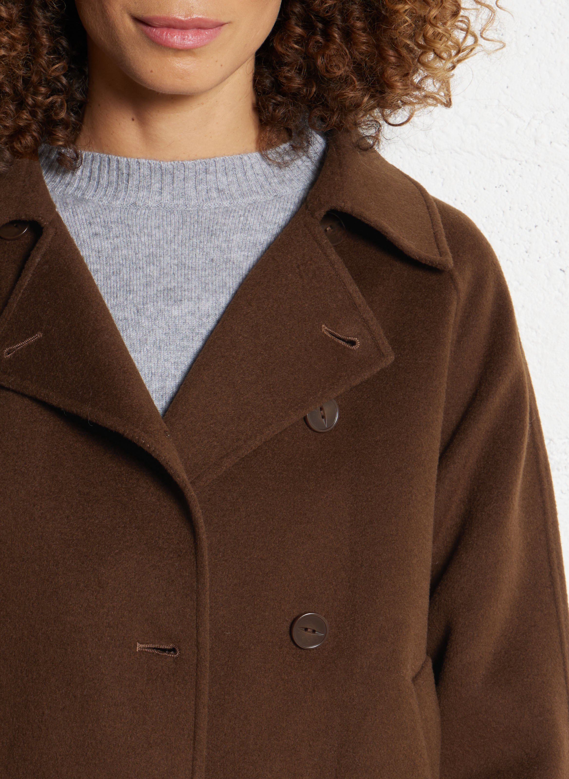 Double-faced wool blend pea coat BELLA JONES Brown