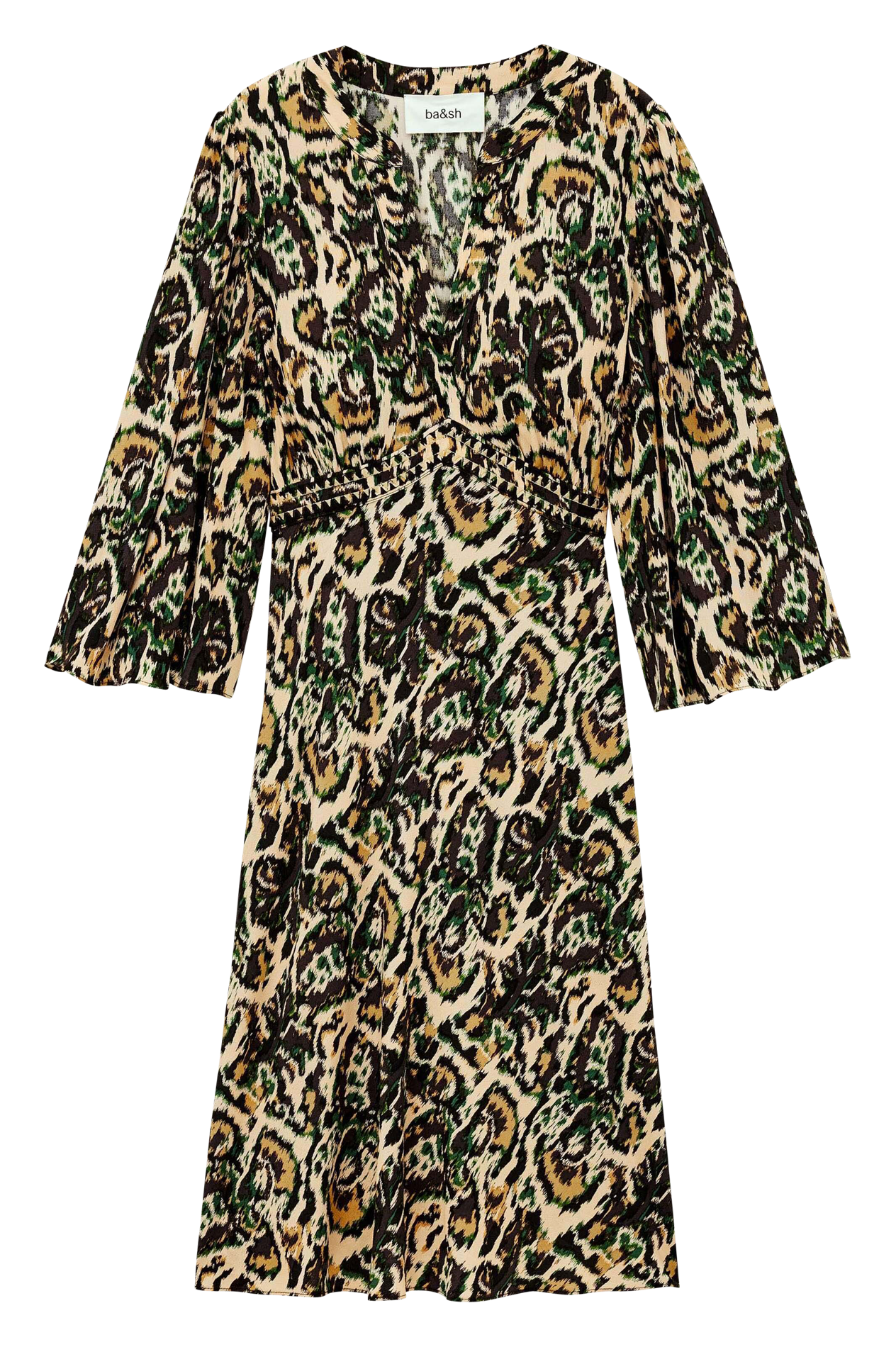 Korte jurk met print en tuniek kraag. BA&SH Beige