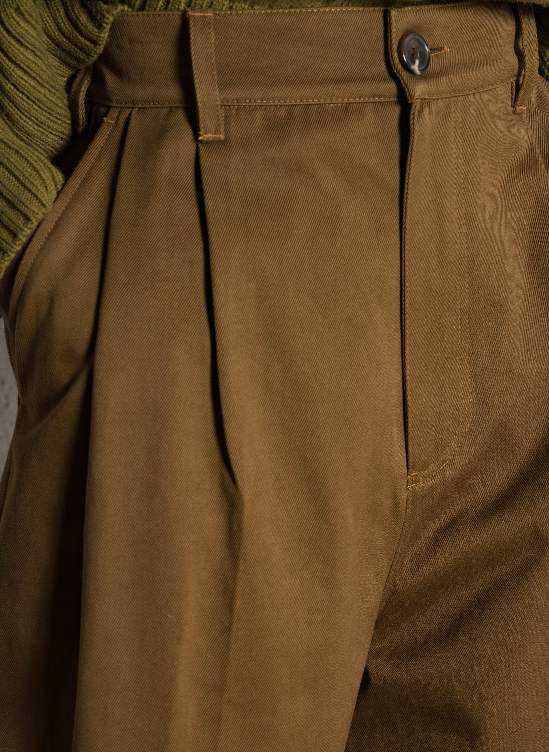 High-waisted wide-leg organic cotton pants SOEUR Khaki