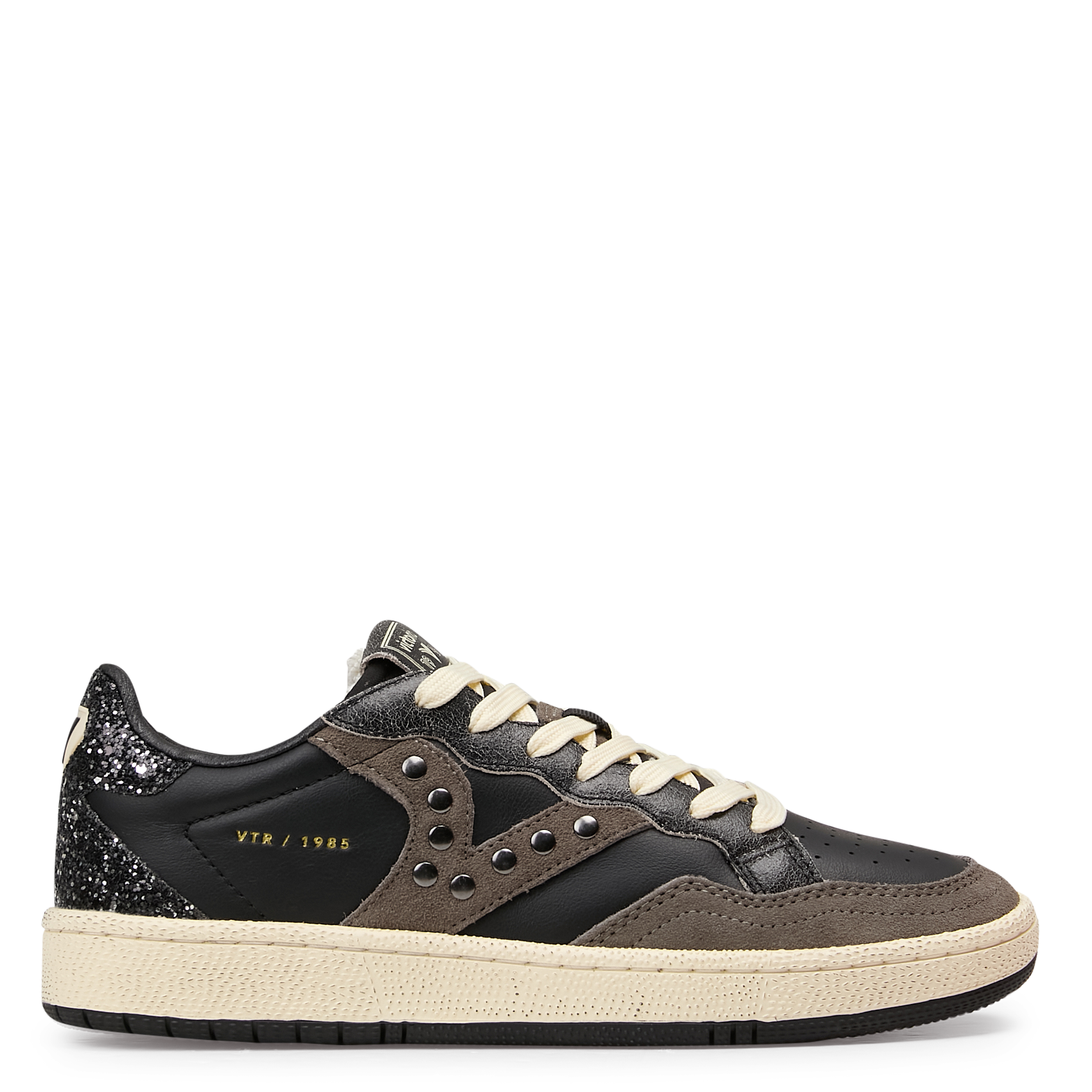 Low-top leather mix sneakers VICTORIA Black