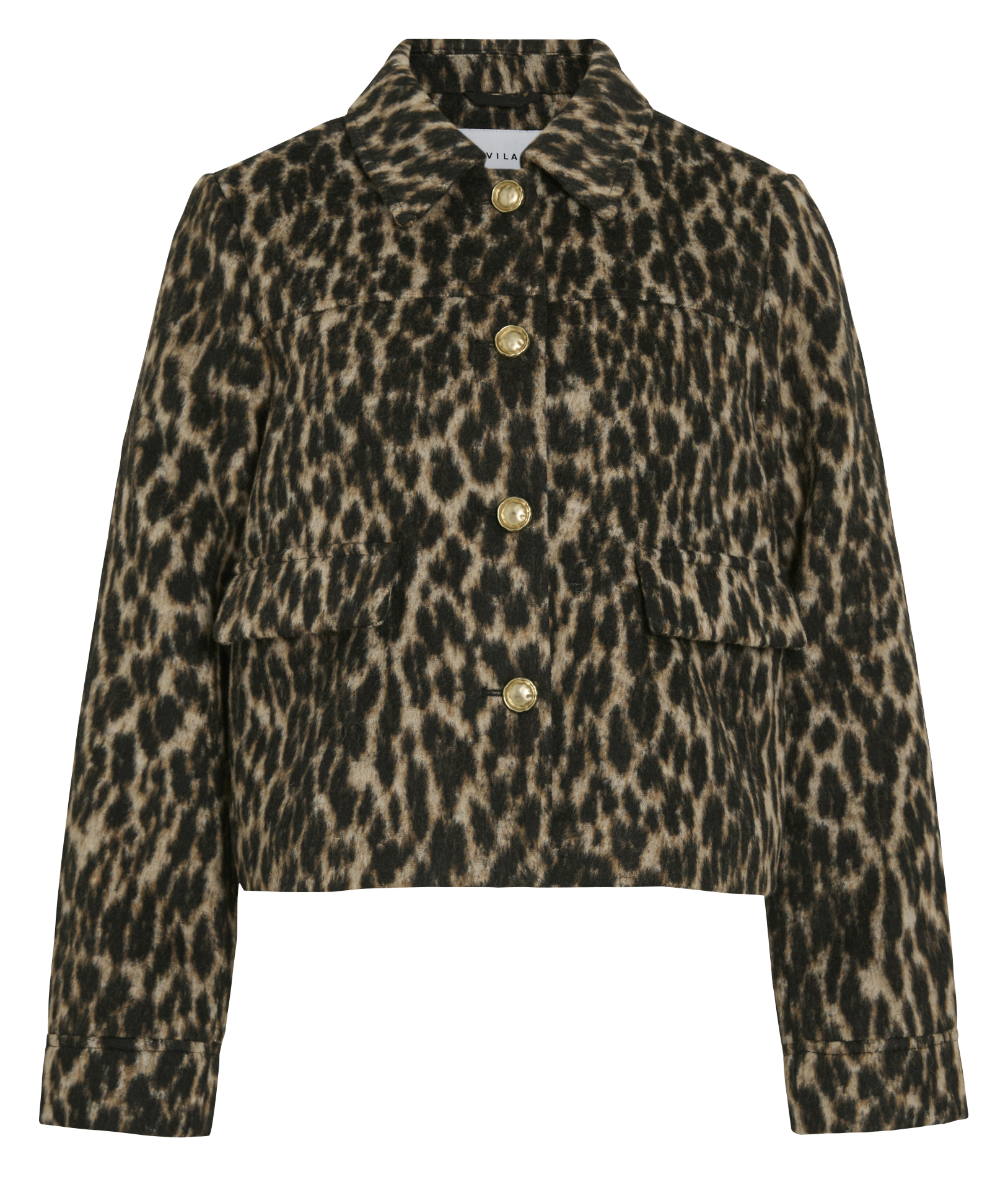 Veste courte boutonnée léopard VILA Noir