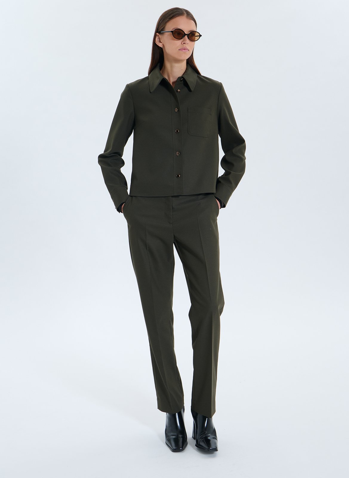 Gerade geschnittene Anzughose uni ZAPA Khaki