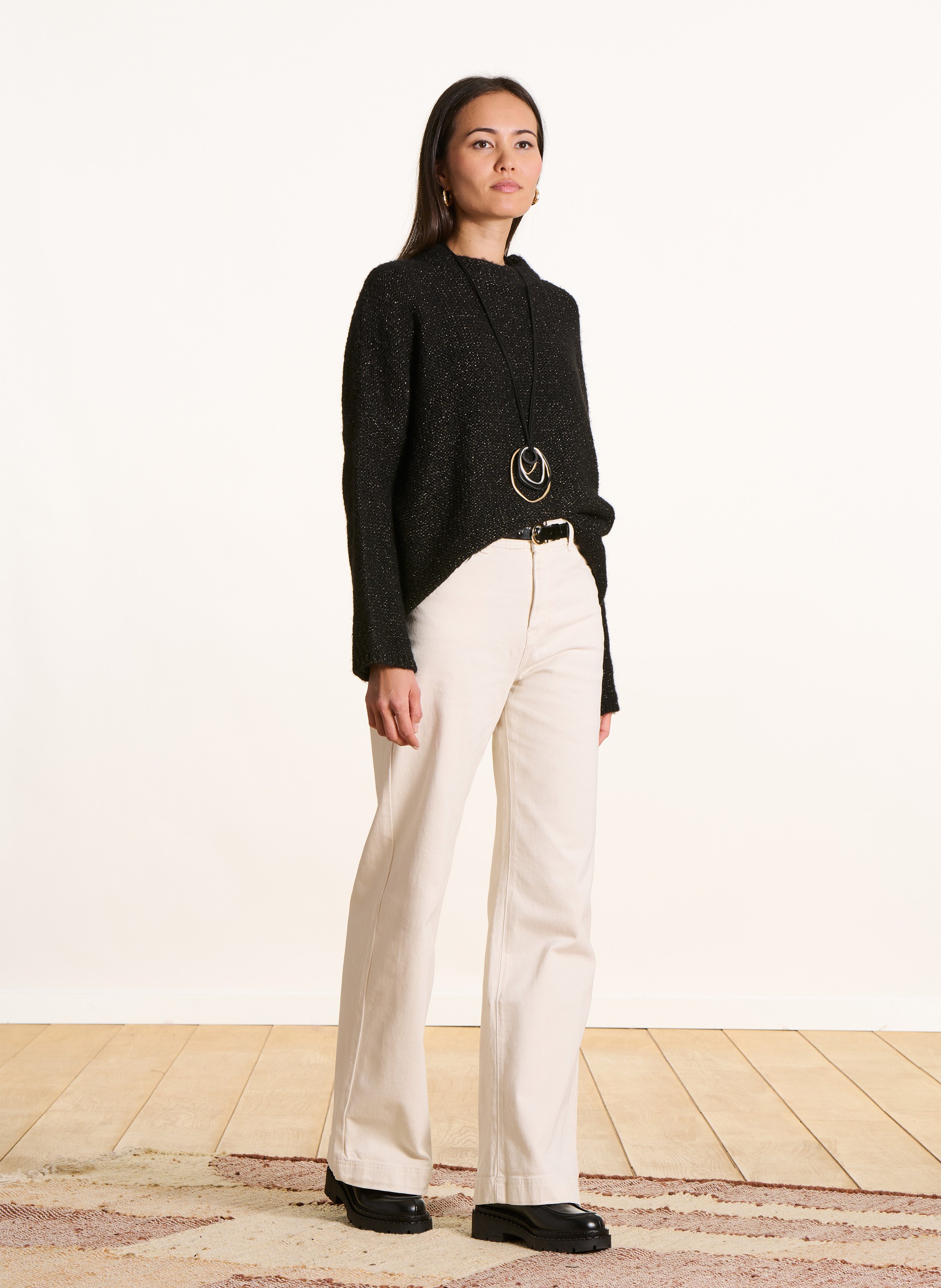 Longstrickjacke aus Wollmix LA FEE MARABOUTEE Schwarz