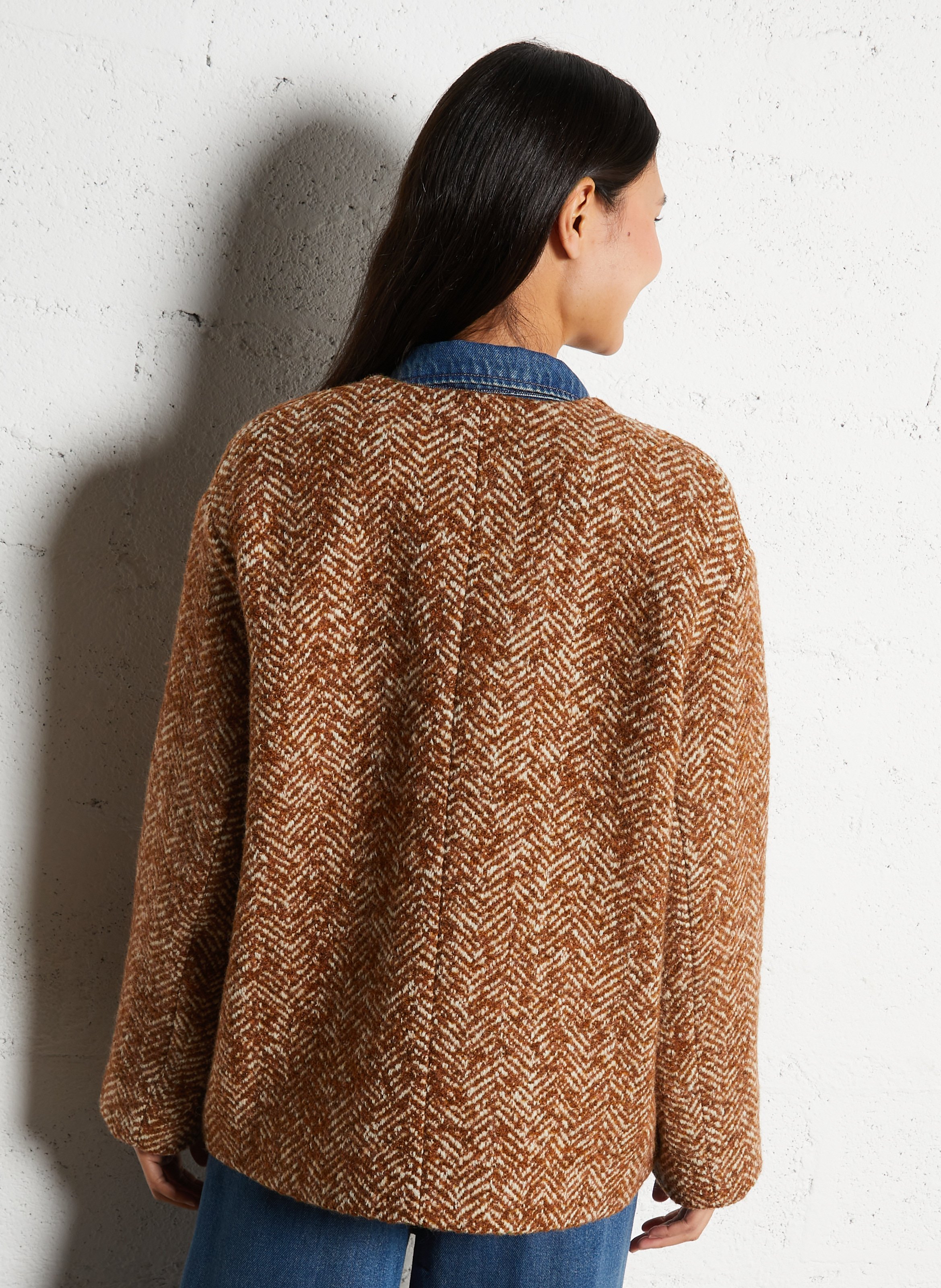 Blazer met motieven van gemengde wol THE NEW SOCIETY Bruin