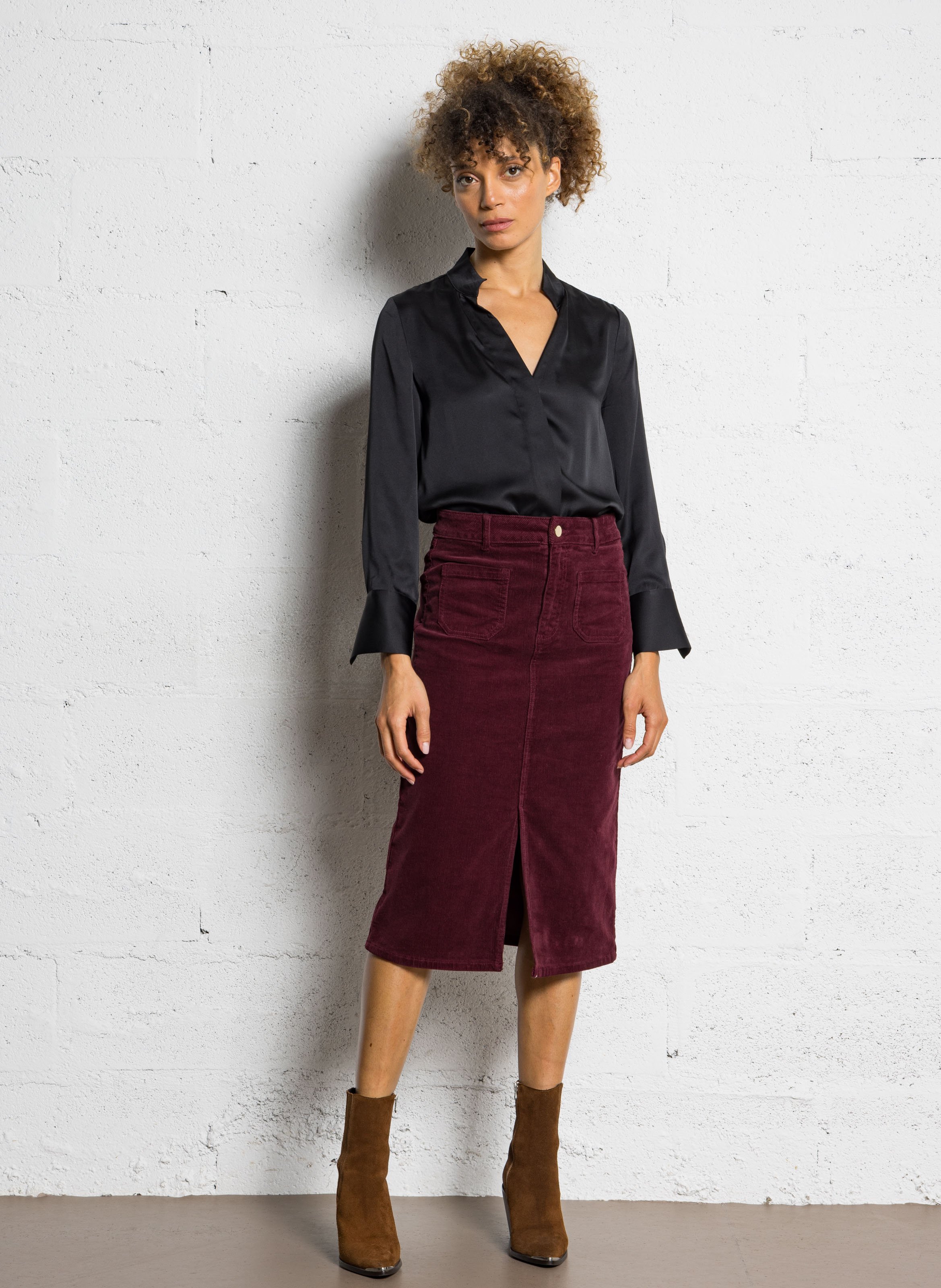 Jupe courte en coton mélangé MAISON 123 Rouge