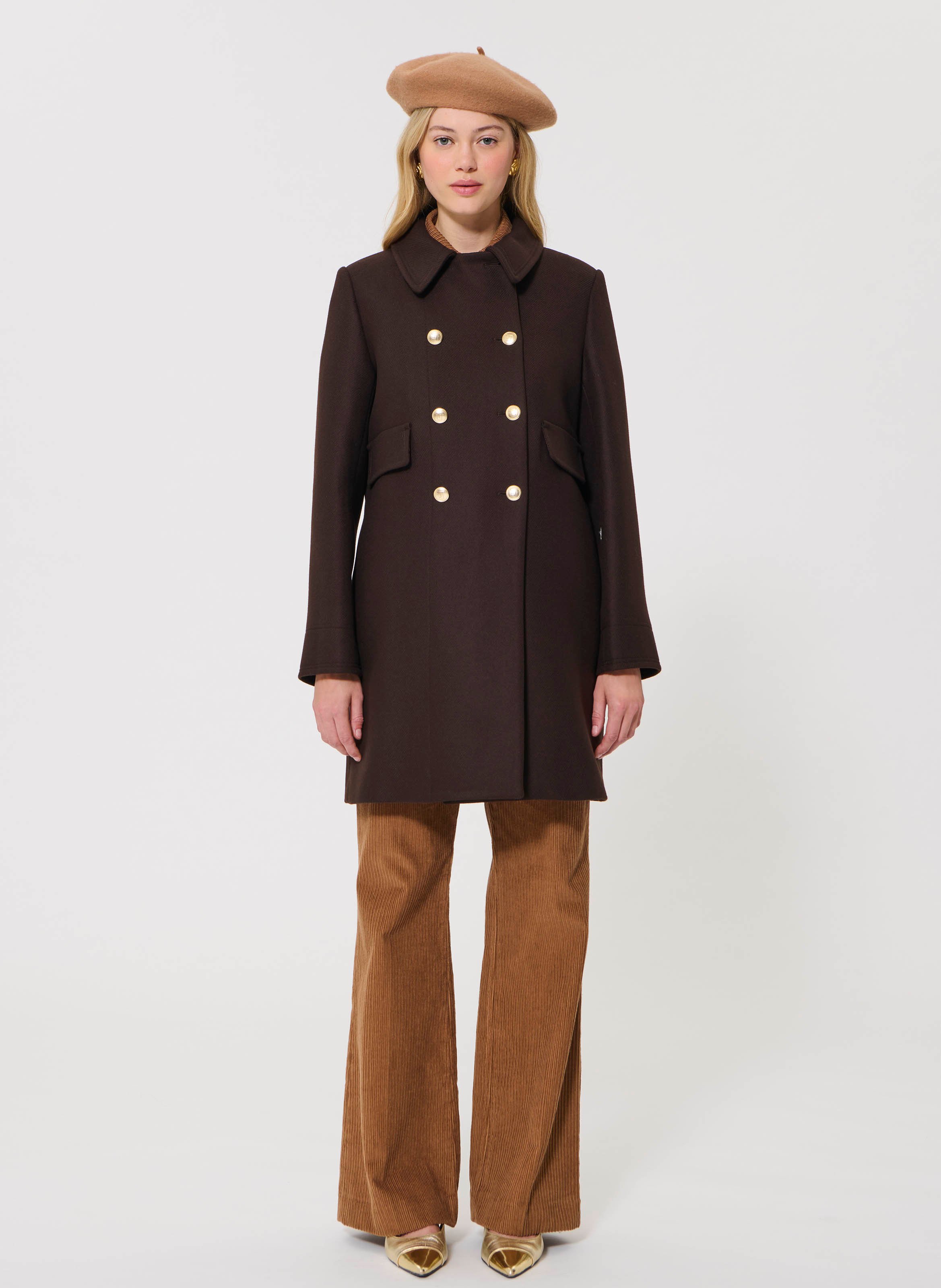 Straight wool-blend coat with classic collar TARA JARMON Brown