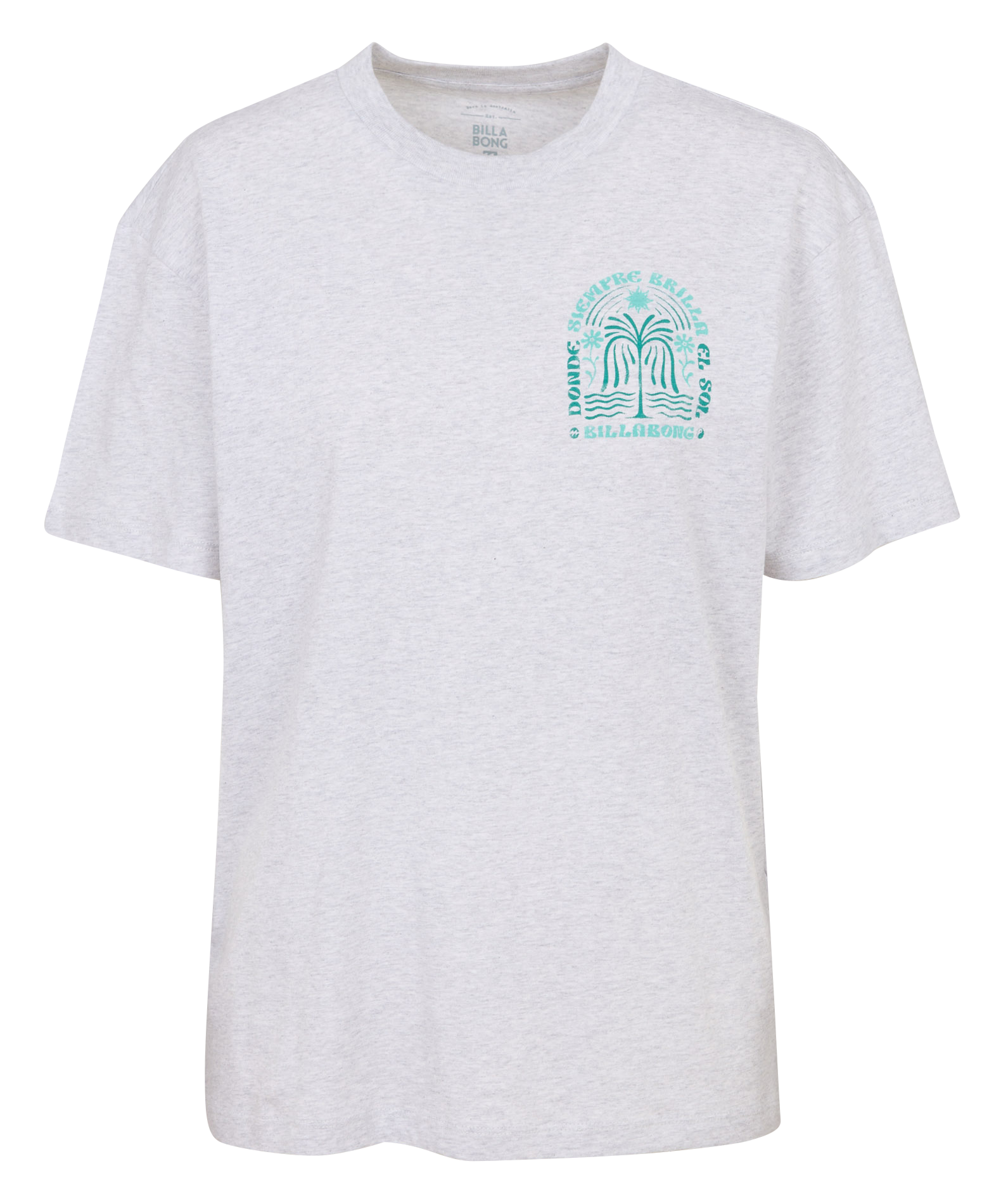 Tee-shirt droit col rond imprimé en coton BILLABONG Gris