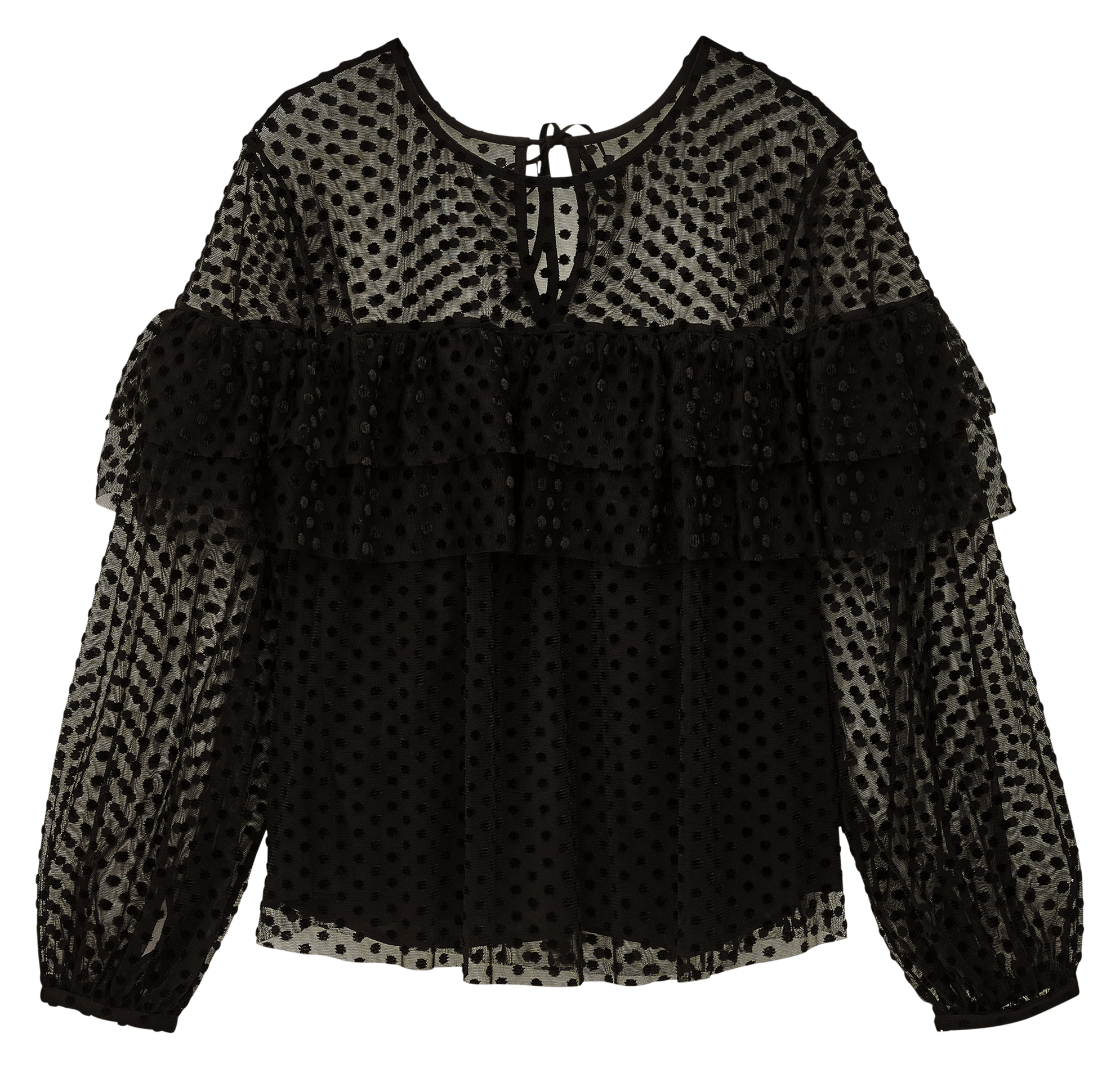 Blouse ample à pois et volants BA&SH Noir